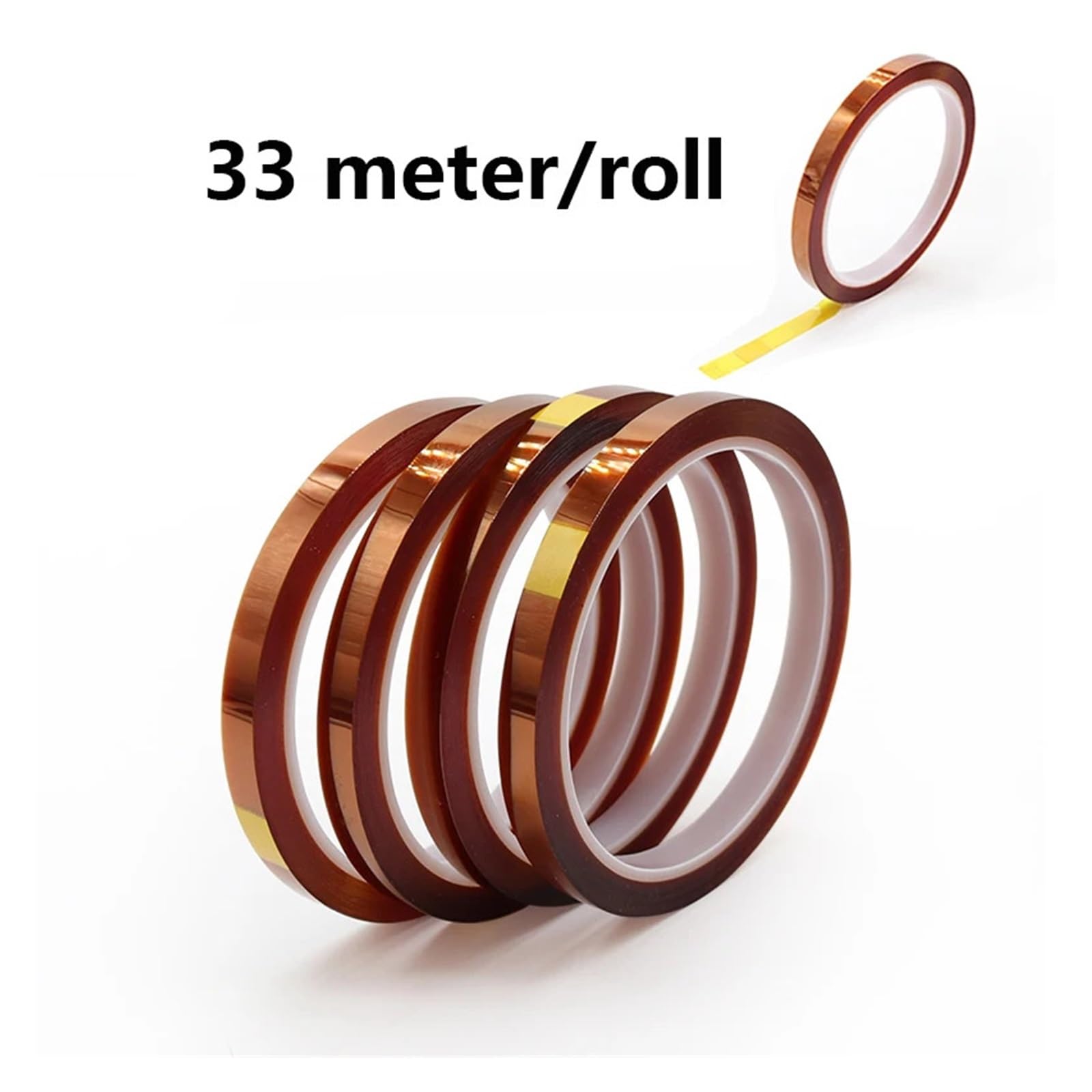 Cinta De Poliimida Ancho 3~100mm Adhesivo Resistente A Altas Temperaturas Protección Tablero Aislamiento Batería para Enmascarar, Soldar, Electricidad(5 rolls,33.0M_0.05MM_15MM)