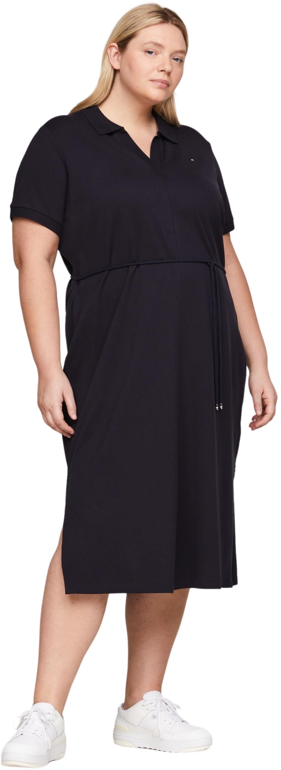 Tommy Hilfiger Damen Polokleid Midi Dress Kurzarm, Blau (Desert Sky), 54