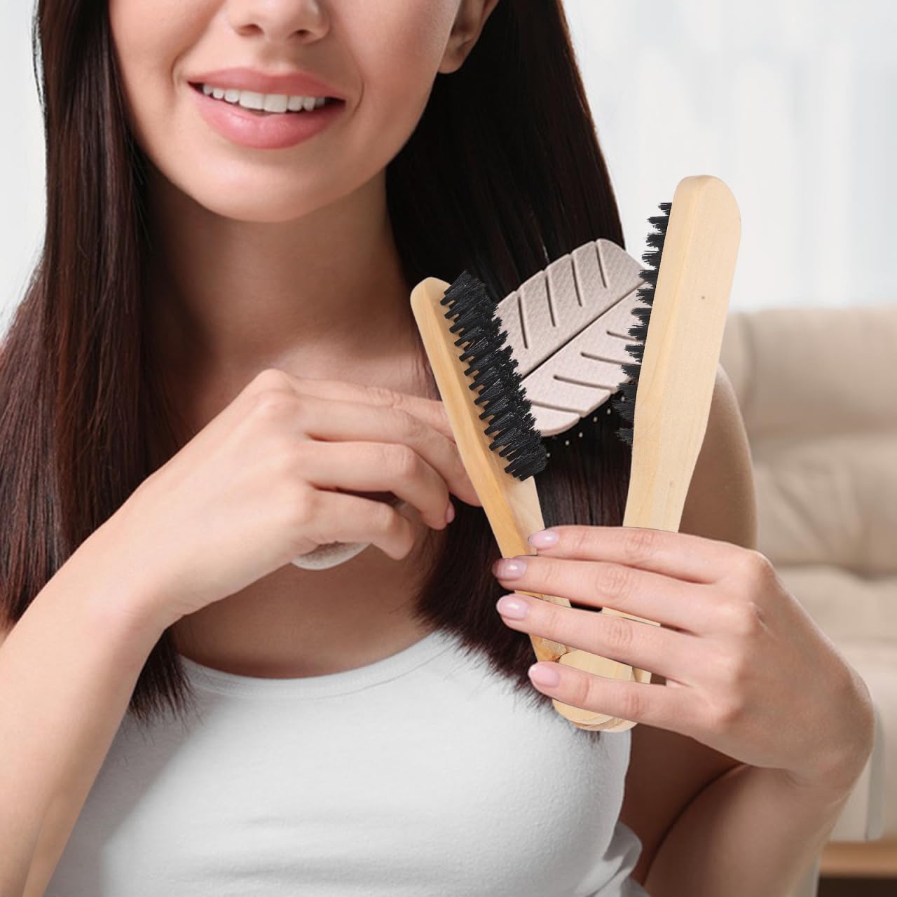 Healifty Hair Straightening Brush 8.66 Inch Anti-Static Clamp Comb for Smooth Frizz-Free Hair Styling at Home and Travel