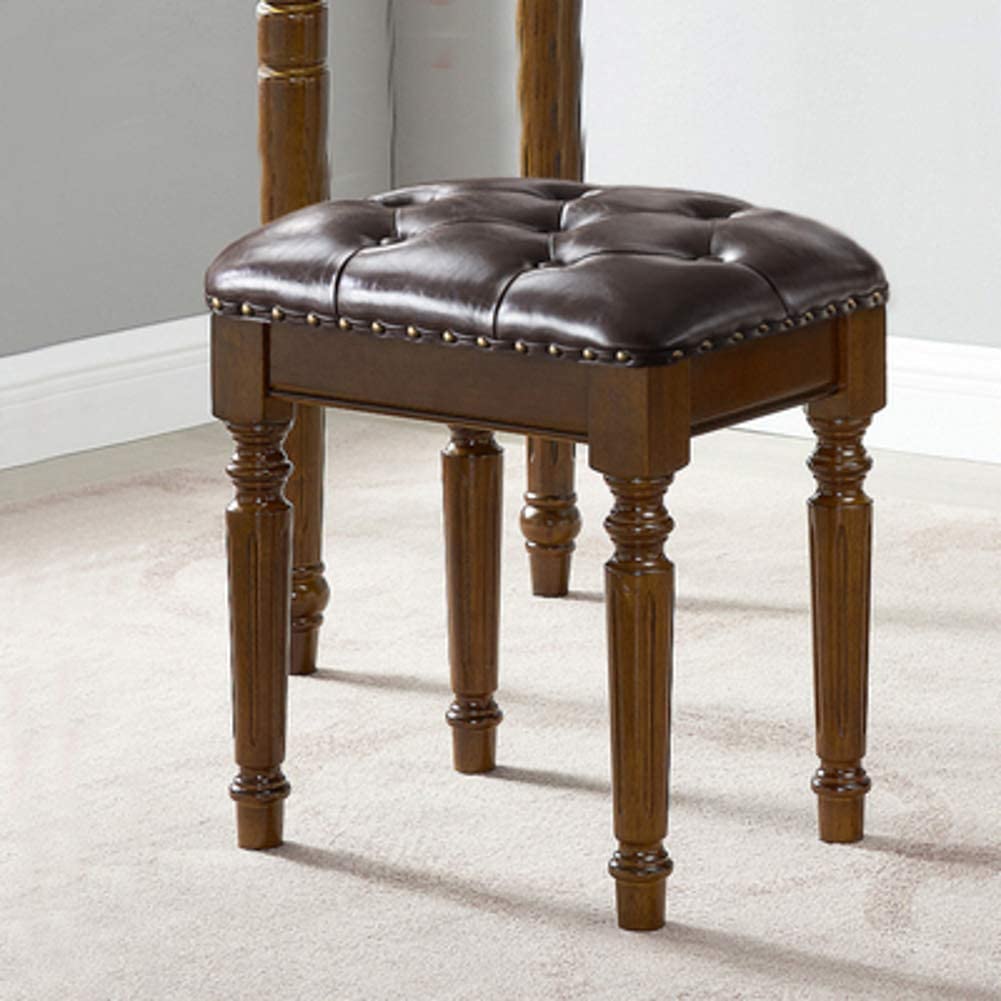 Poufs repose-pieds en cuir véritable design boutonné européen curry