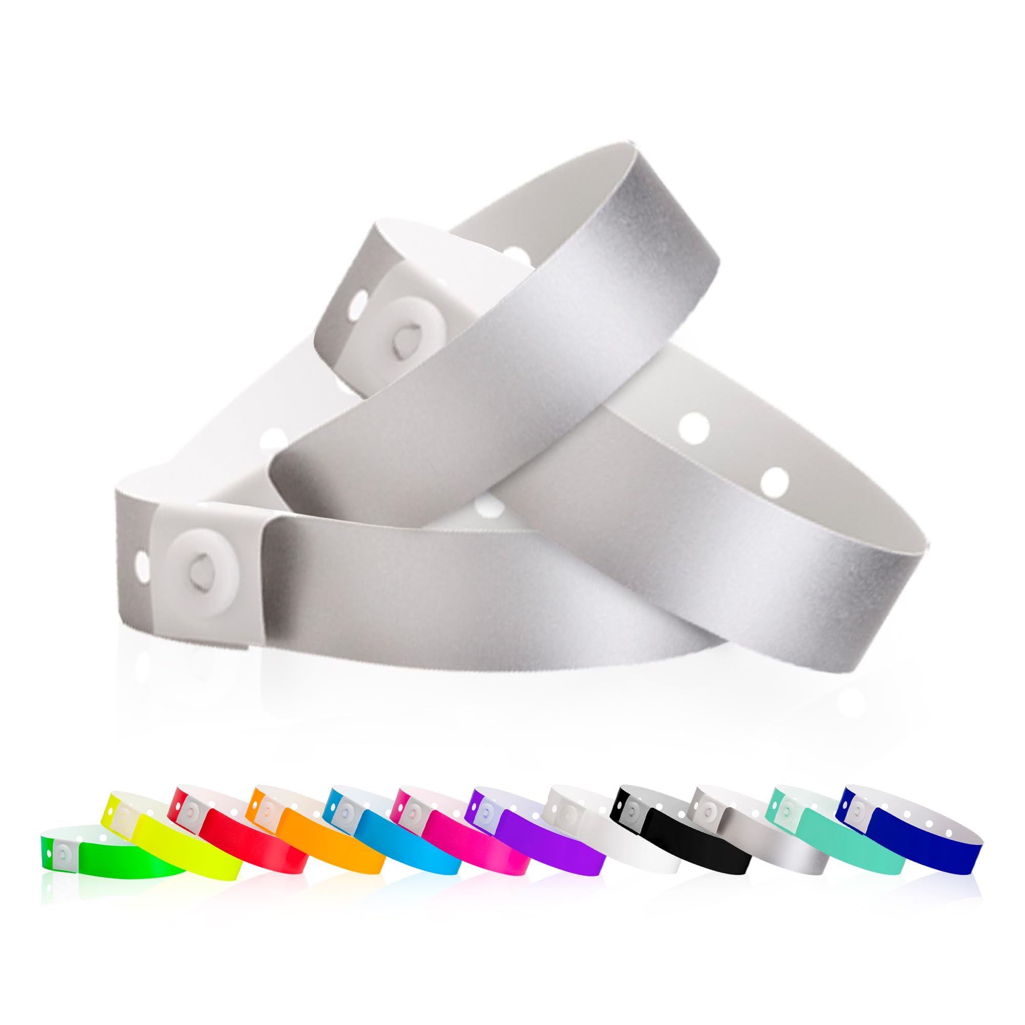 500 WristCo Silver Plastic Wristbands for Events