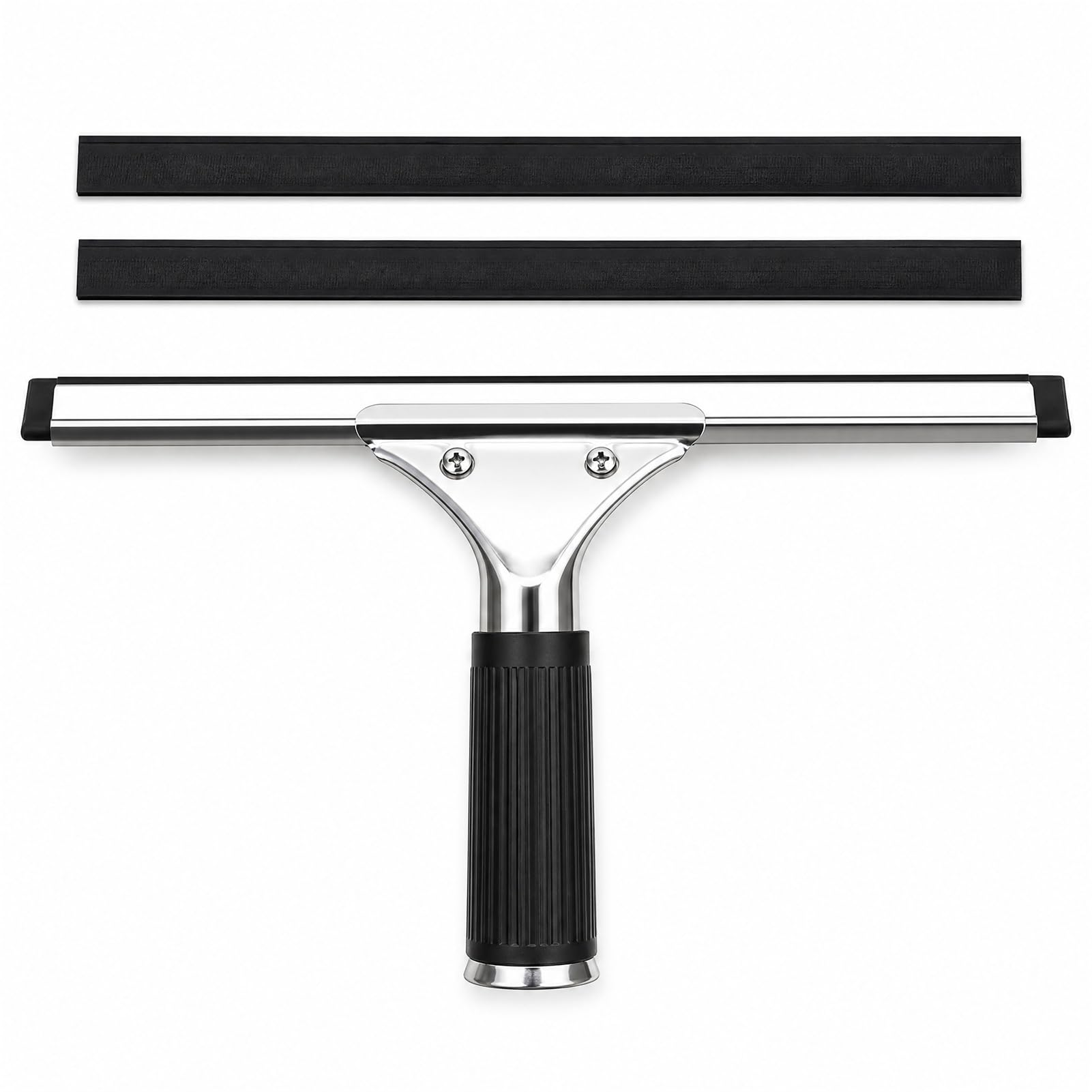 10 Inch Window Squeegee with 2 Rubber Blade Replacement Stainless Steel