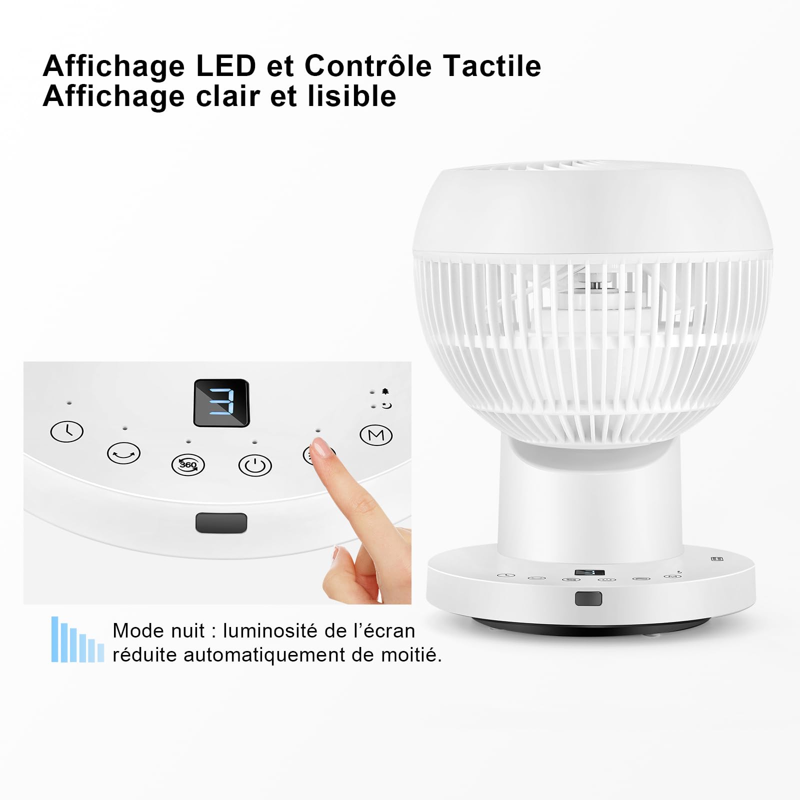 LeaderPro Ventilateur de Table avec Télécommande, 32 W, Ventilateur Silencieux avec 4 Vitesses, Minuterie 8 h, Oscillation à 70°, pour Bureau et Chambre à Coucher, Blanc, Débit d’Air 804 m³/h