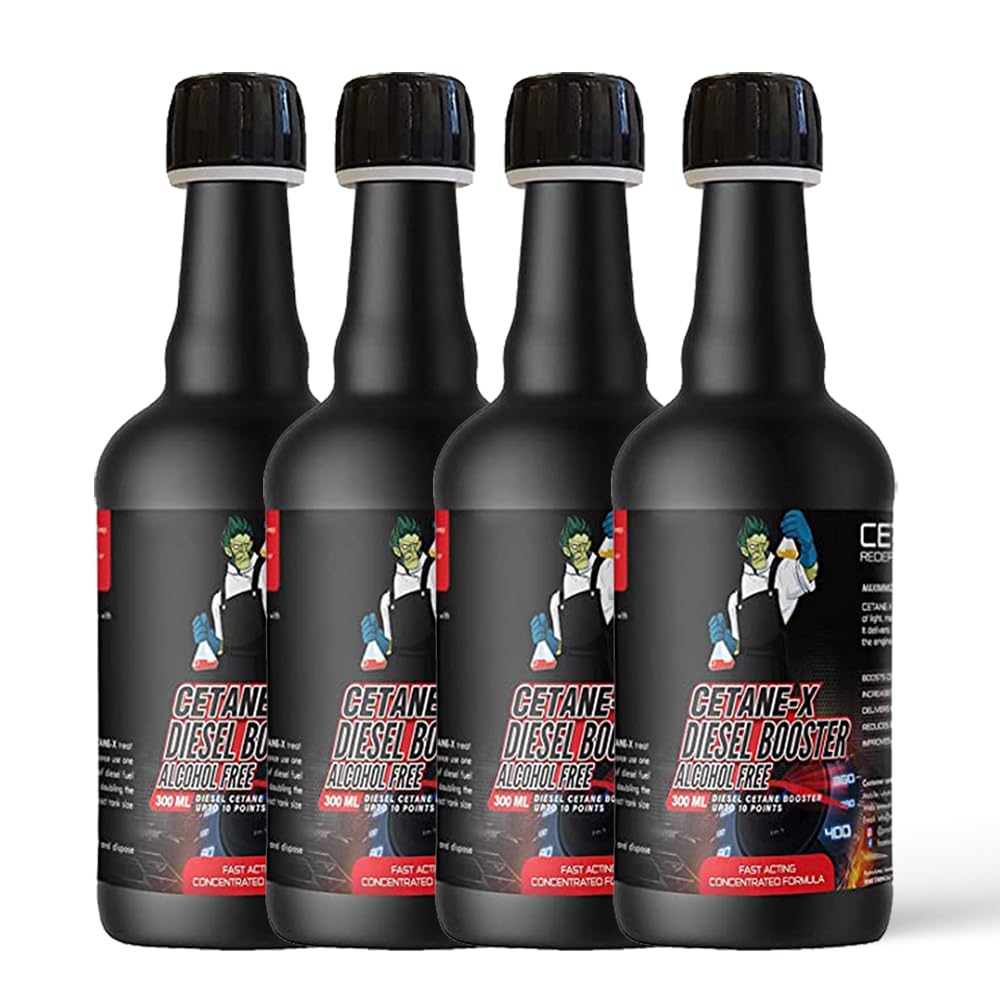 CETANE-X All in One Cetane Booster for Maximum Engine Power, High Mileage Performance and Fuel Efficiency; Suitable for All Diesel Cars (Pack of 4, 300 ml Each)