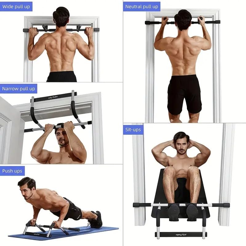 Image of BHAVYATA Multi-Grip Pull-Up Bar for Doorway - Upper Body Strength Training Bar for Home Gym, No Screws, Easy Install, Wide /Narrow /Neutral Grip