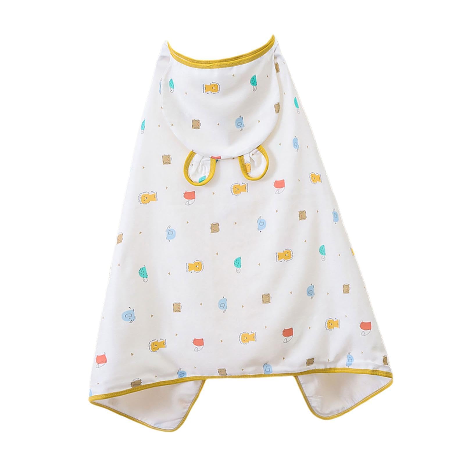 Serviette de Bain Bébé avec Capuche en Mousseline 80x150cm (31.5x59 in) - Cape Poncho Multifonction Nouveau-né