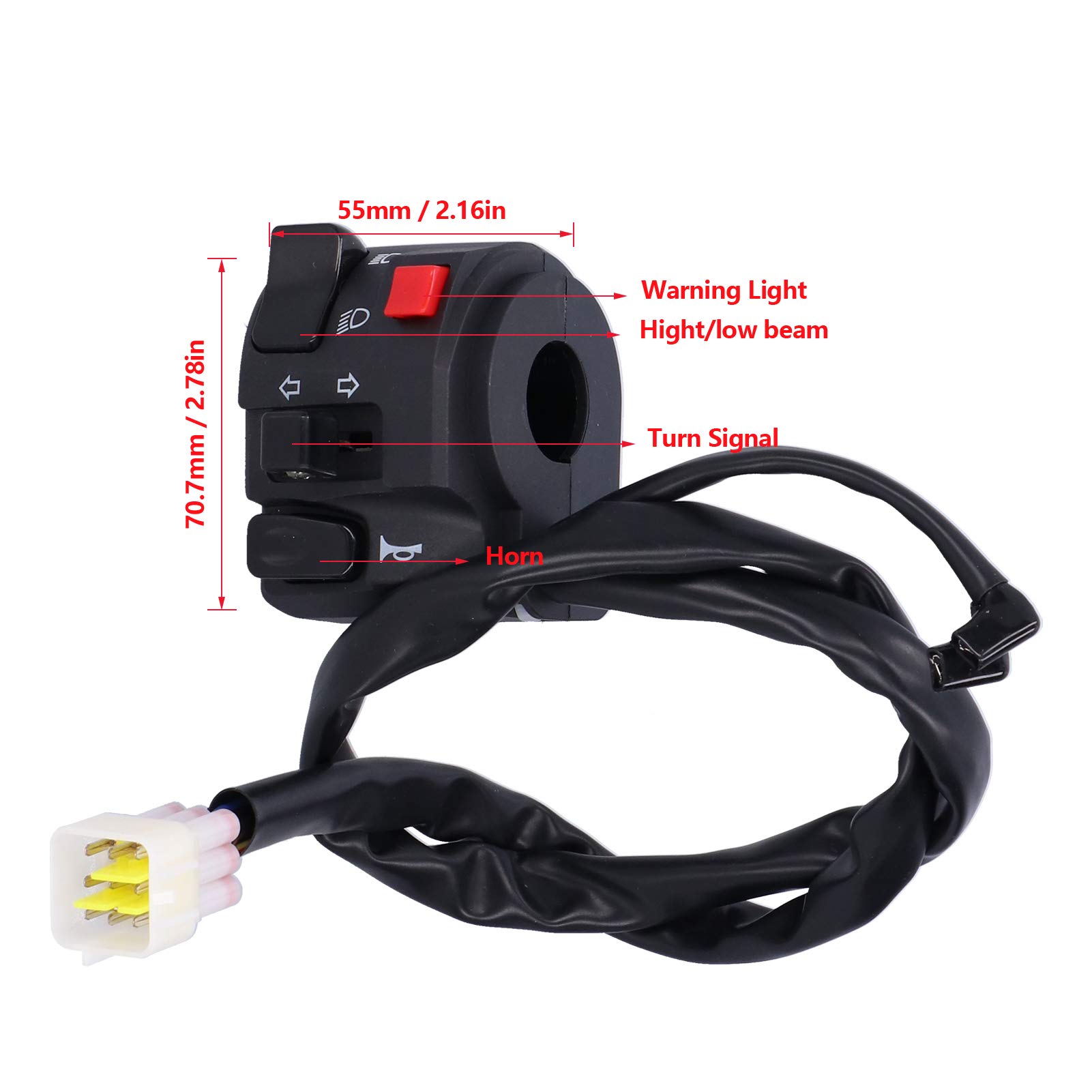 Universel ABS 7 / 8in 22mm Moto Interrupteur Guidon Moto Klaxon Clignotant Boutons de Commande de Phare, Noir