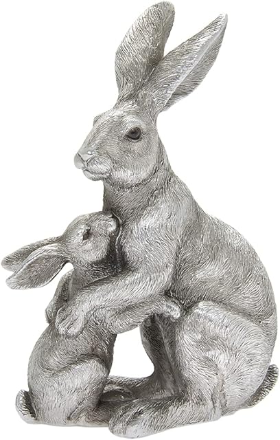 Lesser & Pavey Mother & Baby Hare Figurine 10x6x14cm From The Silver Reflections Range of Ornaments
