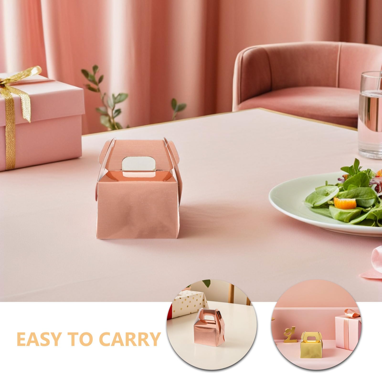 INOOMP 60piezas Cajas de Dulces con Asa para Bodas Unidades Cajas de Obsequio para Galletas Bocadillos Dulces para Despedidas de Soltera Showers y Regalos para Llevar Casa