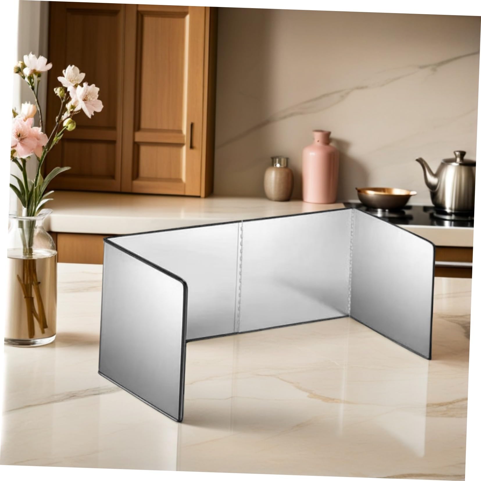 DOITOOL Protector contra Salpicaduras De Acero Inoxidable para Cocina Protector contra Grasas De Acero Inoxidable Plegable para Pared De Estufa Color Plateado