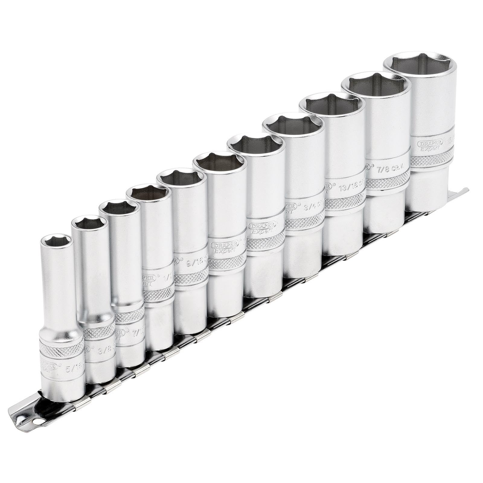 Draper Expert 11 Piece 3/8" Drive Deep Hex Socket Set Imperial