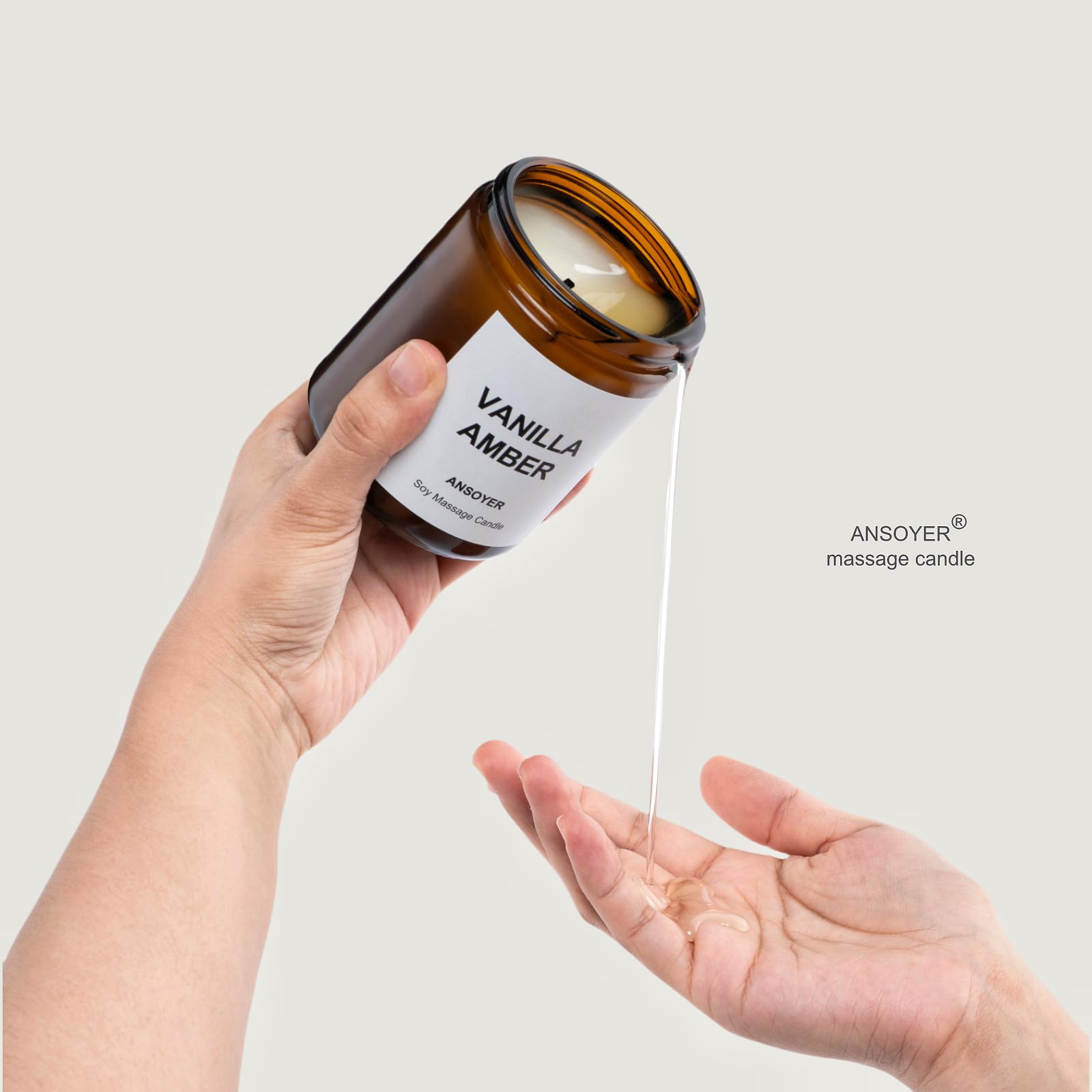 VELA DE MASAJE ANSOYER 200g: Hidratante y Nutritiva para Spa en Casa, Aromaterapia y Relajación (Ámbar Vainilla)