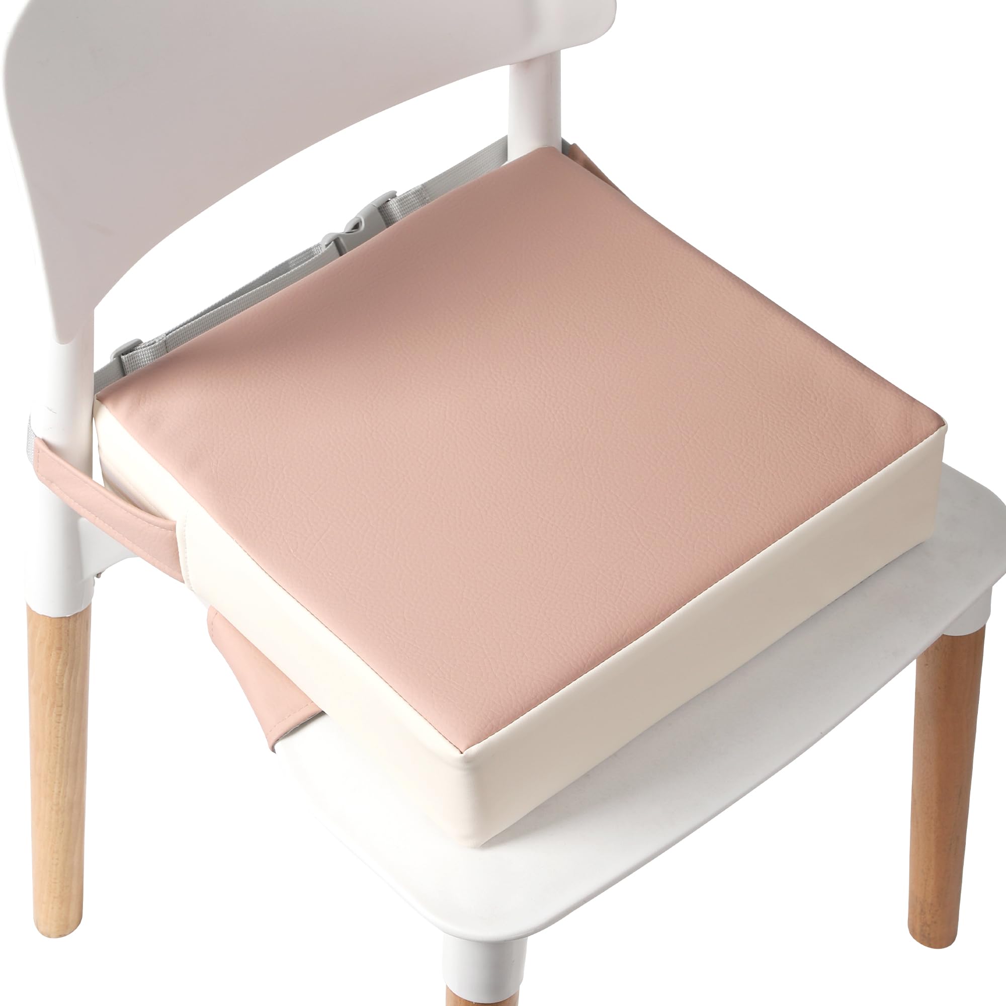 Toddler Booster Seat for Dining Table (PU Material),Portable Kids Booster Seat with Safety Buckles, High Cushion for Travel with Non-Slip Bottom