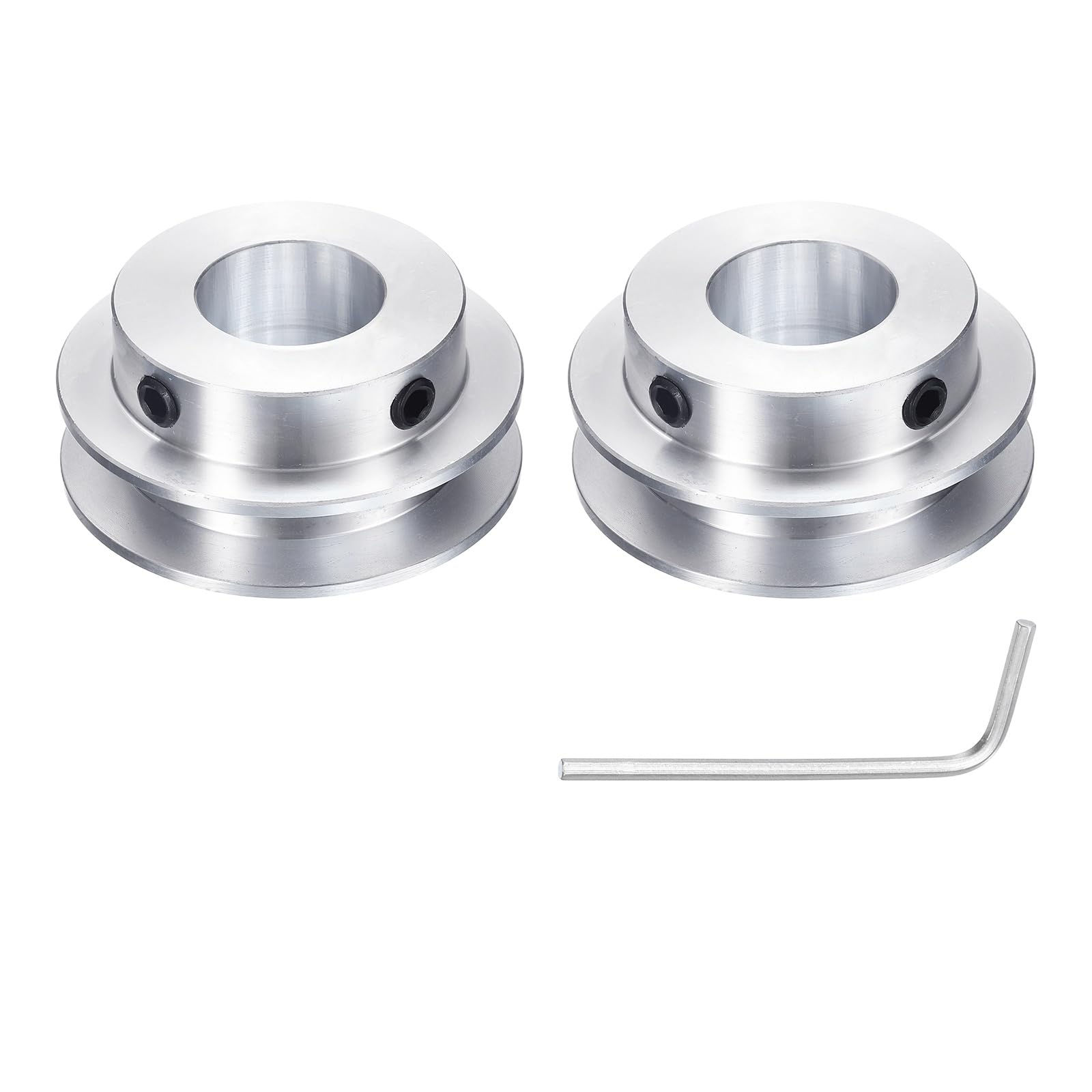 uxcell 2Pcs Single Groove Pulley, 16mm Fixed Bore 40mm Outer Diameter Aluminum Alloy Mechanical Belt Pulley with Hex Wrench for 6mm PU Round Belt