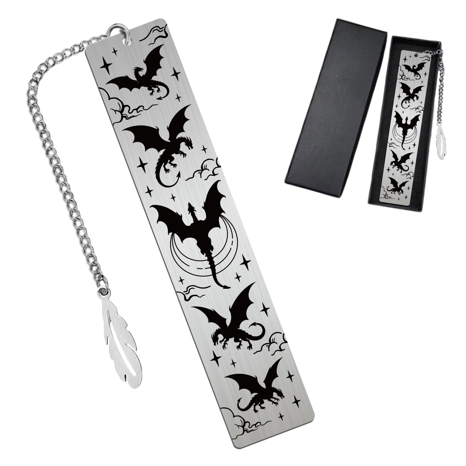 Peacoblue Dragon and Moon Metal Bookmark, Book Mark for Readers