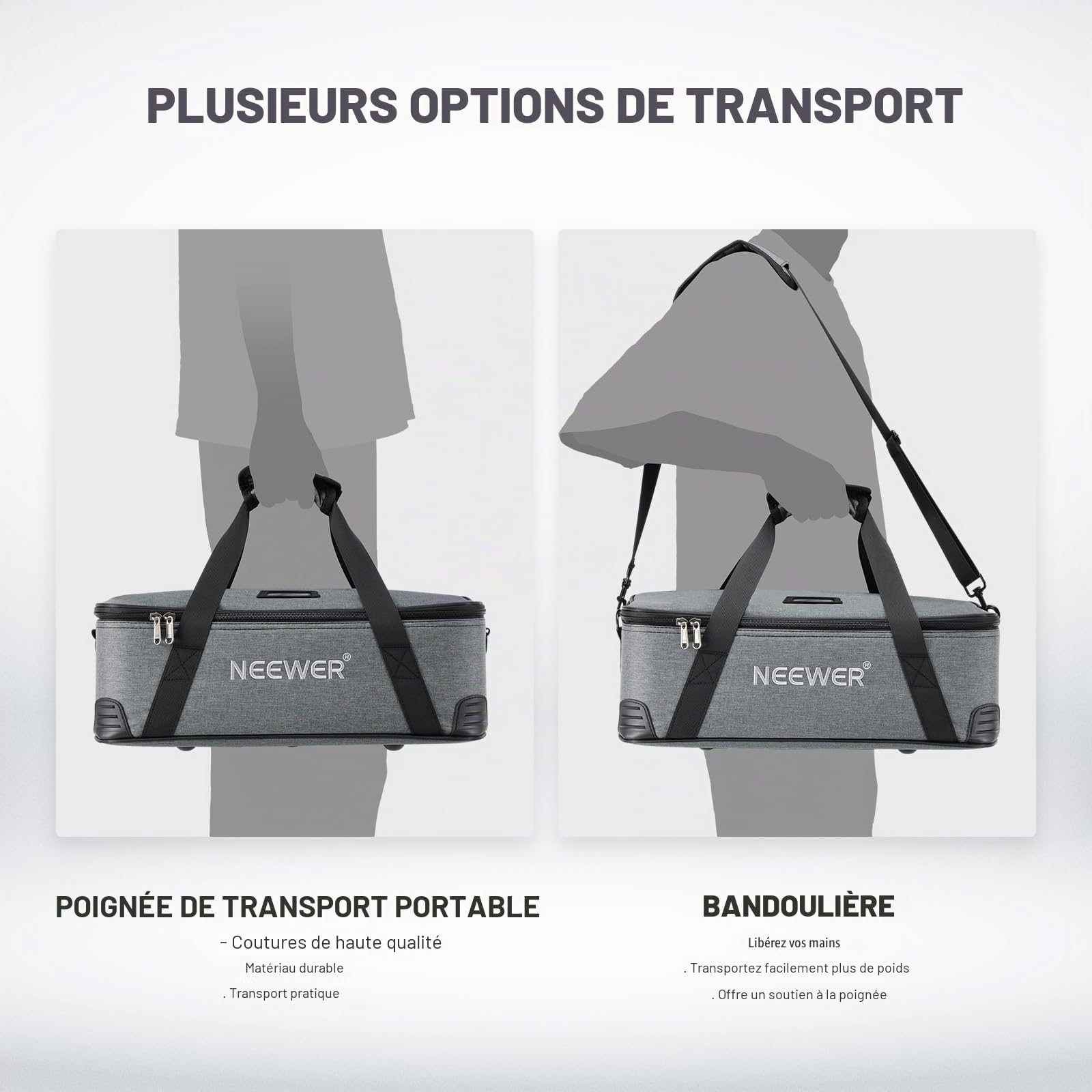 NEEWER Sac de Transport avec Compartiments Rembourrés en Mousse Mobiles pour NEEWER Studio lumière Vision 4 ML300 CB60 CB60B RGB CB60,Sac de Transport Durable en Tissu Oxford avec Bandoulière,PB5