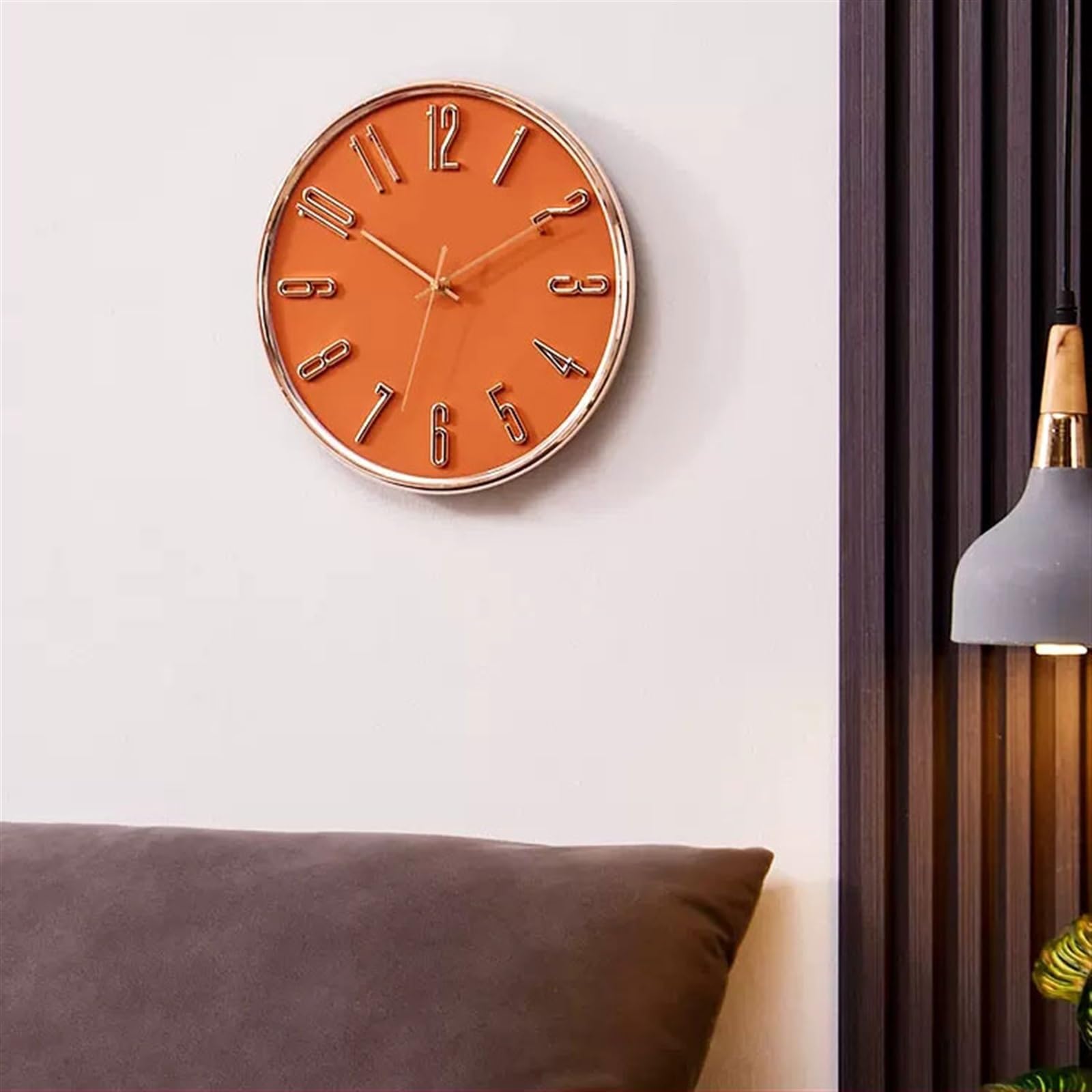 Cucina Orologio da parete for soggiorno alla moda di lusso semplice for la casa al quarzo creativo moderno Decorazioni per interni(Orange)