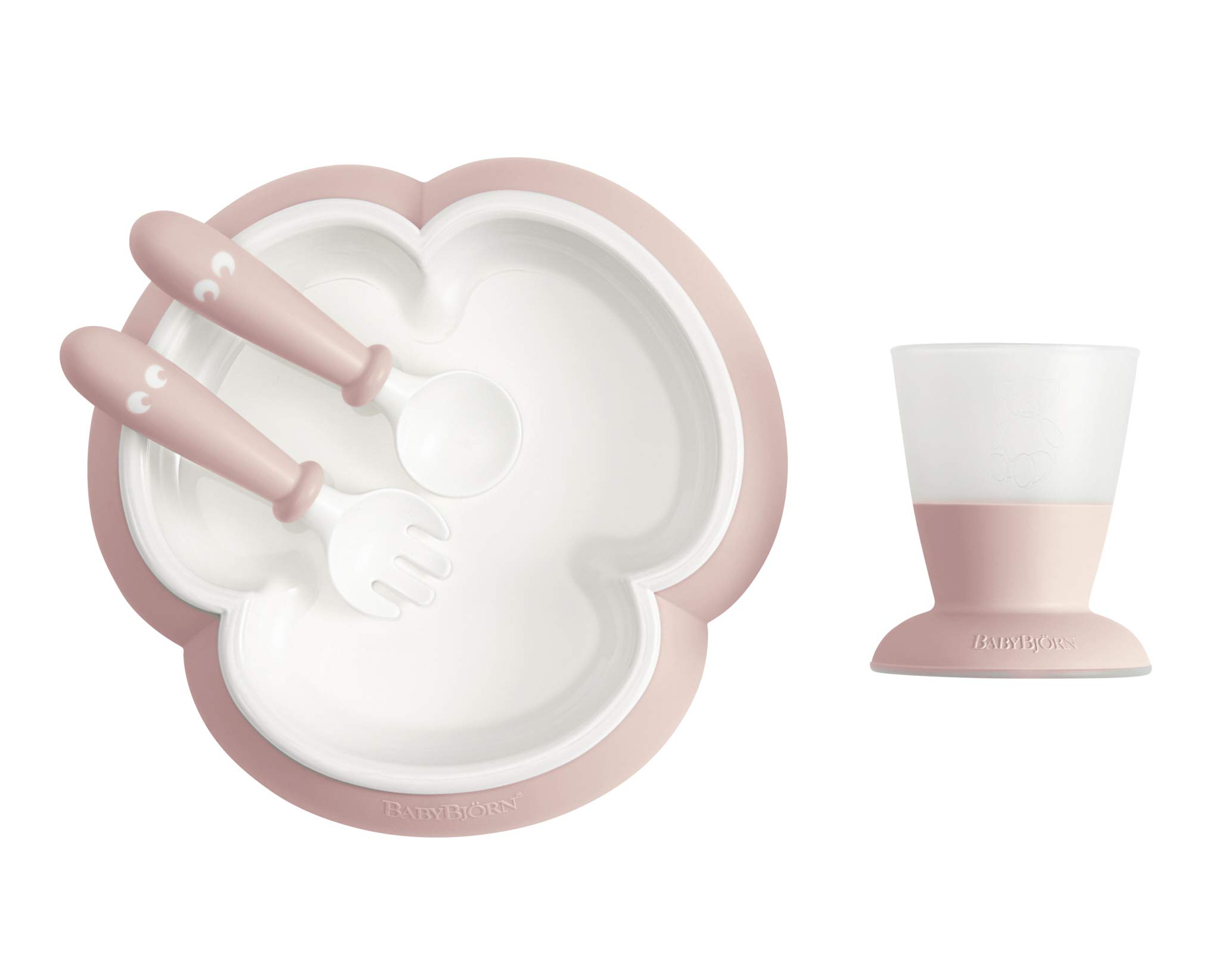 BABYBJÖRN Baby Feeding Set, Powder Pink , 4 Piece Set