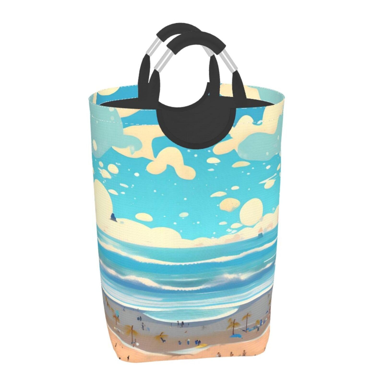 Strand-Cartoon-Aufbewahrungstasche, quadratisch, 50 l, faltbarer Wäschekorb, geeignet für Waschküche, Schlafsaal, Schlafzimmer