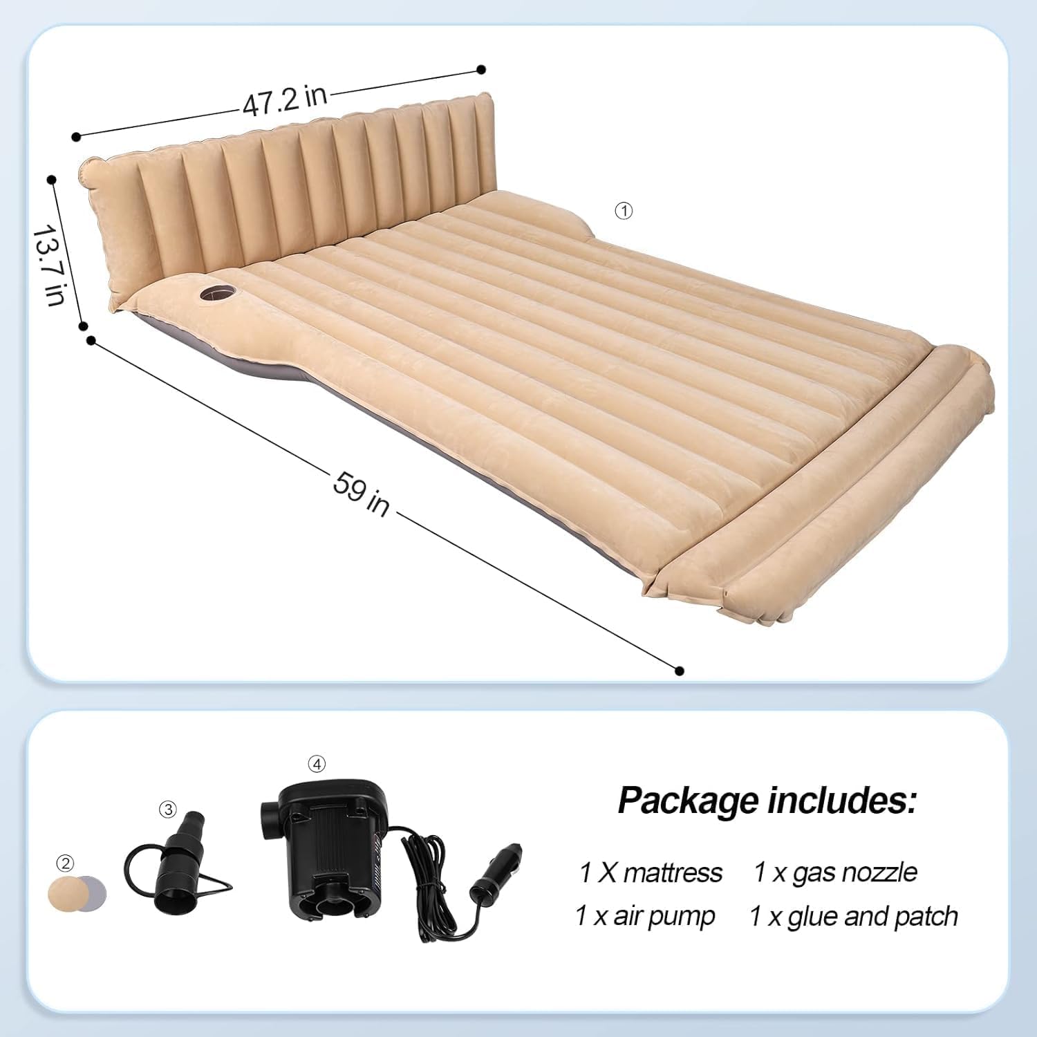 topfit Materassino Gonfiabile SUV per Campeggio, Letto ad Aria da Viaggio per Esterni, per Tesla Model Y Juniper/Model 3 Highland con 2 Cuscini