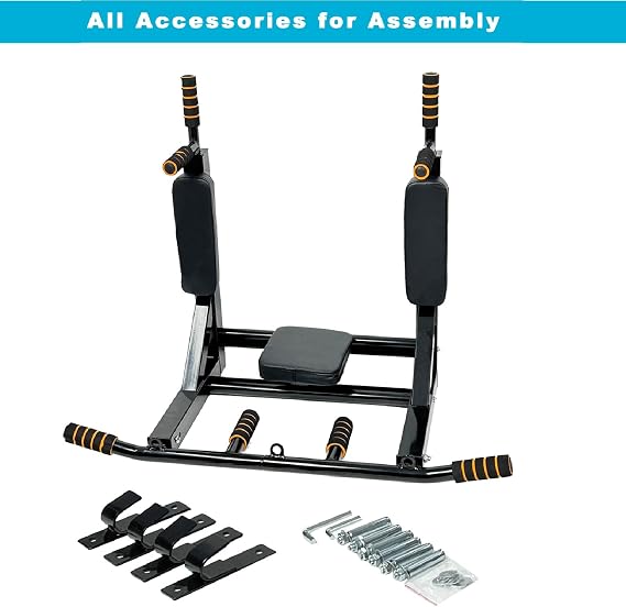 Gr8 Home Multifunctional 2in1 Multi Pull Chin Up Bar Wall Mounted Home Gym Exercise Dips Upper Body Fitness Workout Station