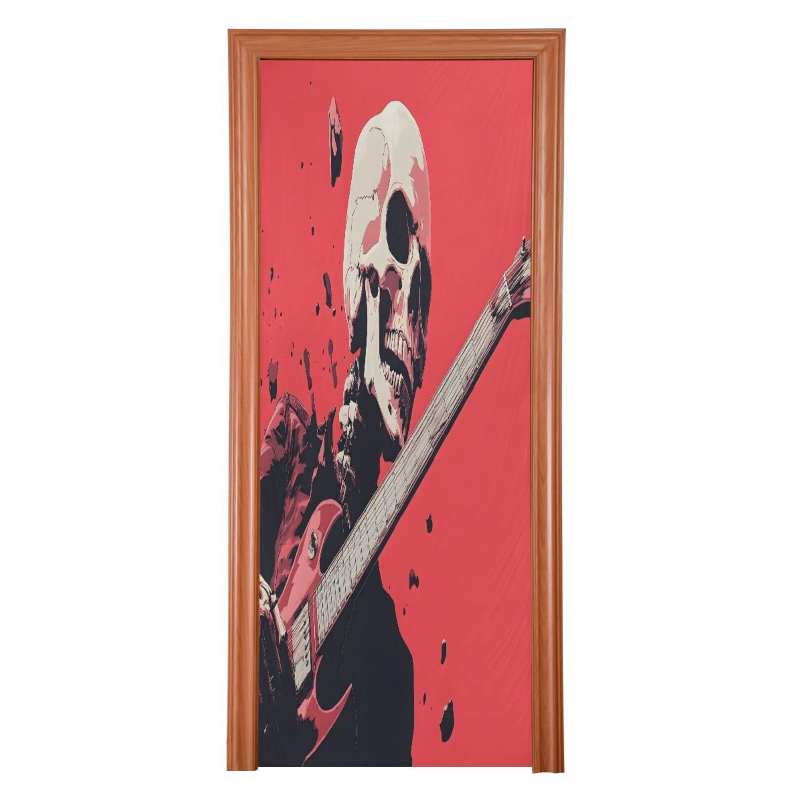 FLildon Handsome Skeleton Rock Door Cover Decoration, Party Accessory Porch Decor for Festive Ornament Room Door Covers 32 x 79 Inch