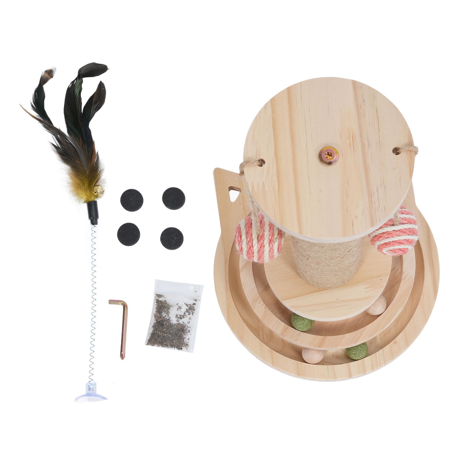 ASHATA Zabawka Obrotowa dla Kota z kocimiętką, Zapewniająca Wiele Godzin Zabawy i Rozrywki dla Figlarnych Kociąt