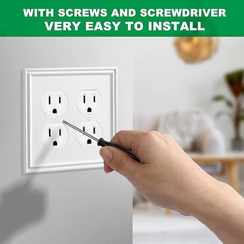 Miniatura 6 de Placa decorativa moderna blanca para interruptor de luz, cubierta de interruptor de luz, placas de interruptor basculante, placas de pared de fibra