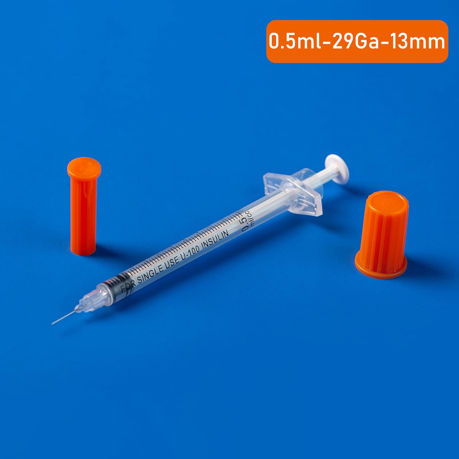 0.5ml 29Ga 1/2 Inch Syringe with Needles, Sterile Disposable Individually Wrapped, Pack of 100