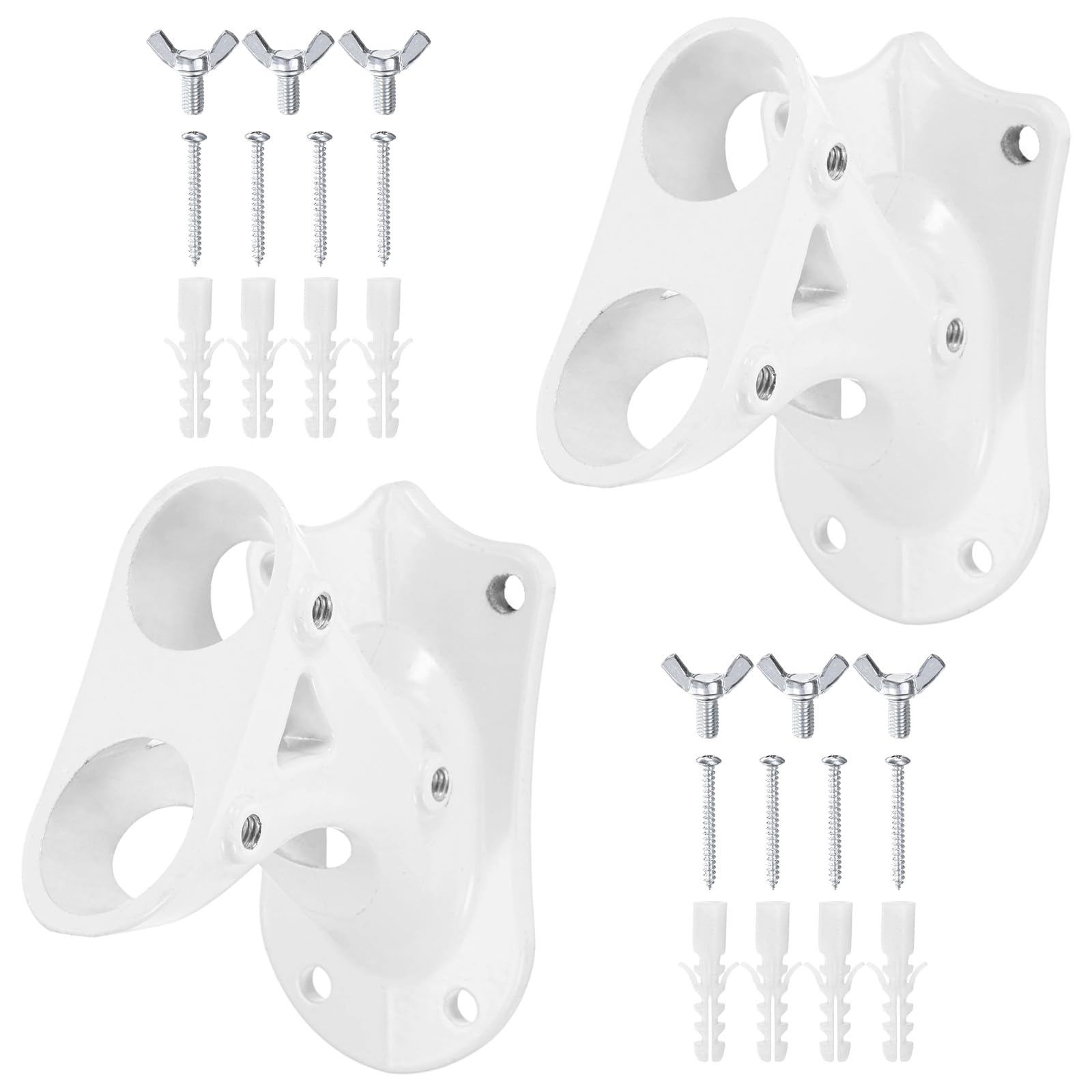 M METERXITY 2-Pack Flag Pole Holder, Aluminum Alloy 2-Position Flag Pole Holder for Outside House with Hardware, 1" Inner Diameter Flagpole Mounting Bracket [White]