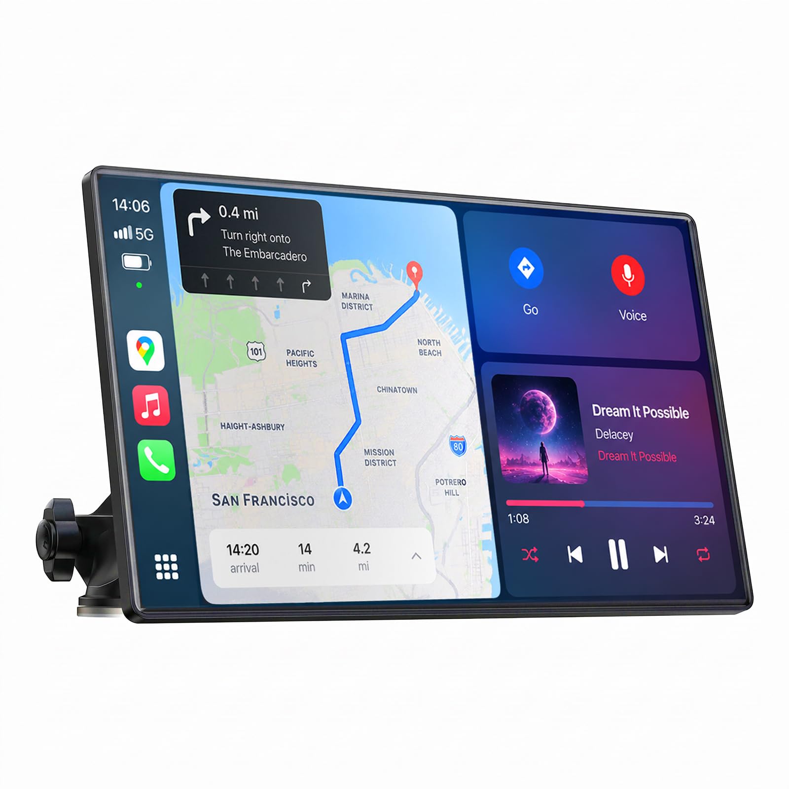 LAMTTO Pantalla carplay Coche 9 Pulgadas para carplay inalambrico&Android Auto, 2.5K Front&1080P Cámara Trasera,Autoradio Portátil Car Play con GPS,Bluetooth,Pantalla Táctil,Mirror Link,Siri&G00gle