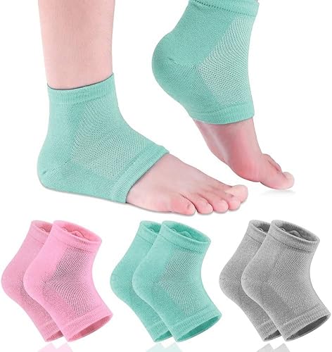 shynek - 3 pares de calcetines hidratantes para talón de gel hidratantes para pies secos y agrietados, calcetines de spa con loción sin dedos para