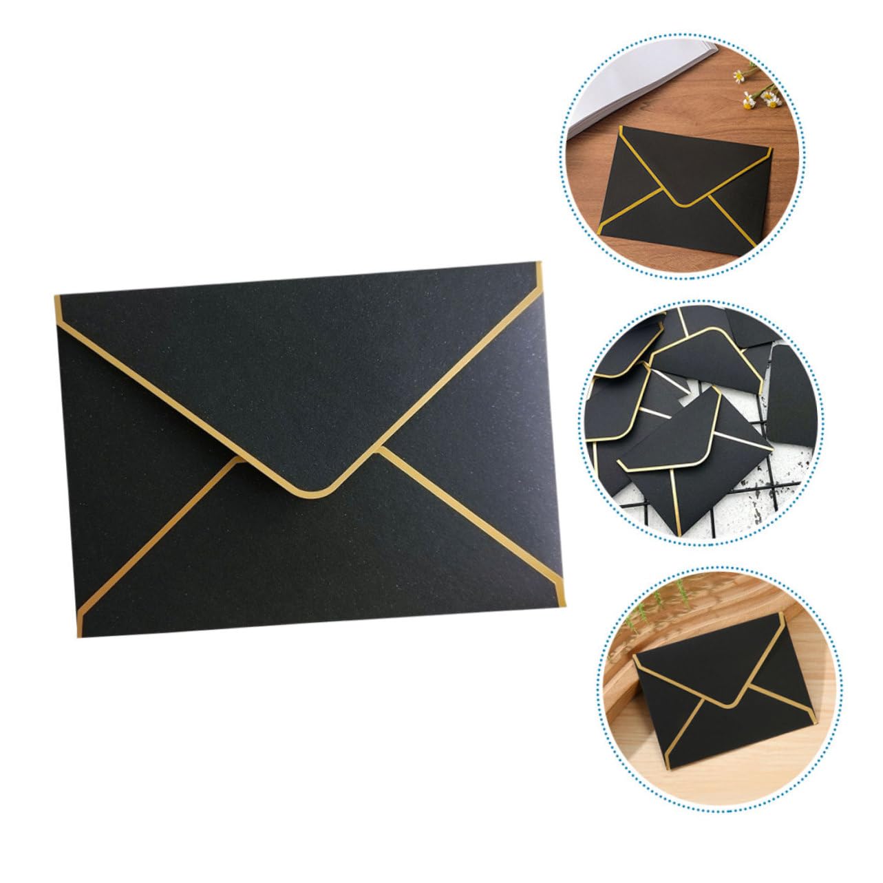 Buste per Inviti con Bordi Oro 50 Pezzi in Carta Nera