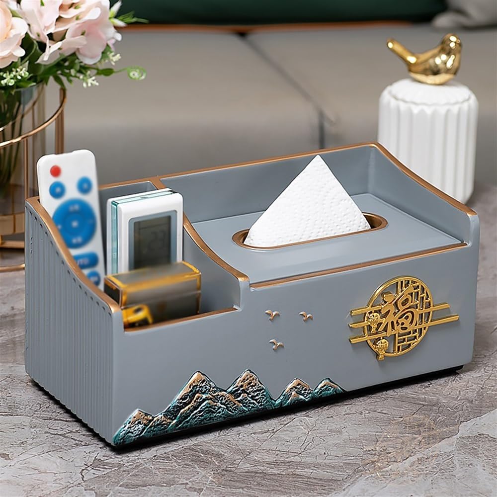 Modern Rechteckiger Taschentuchbox-Halter, multifunktionale Couchtisch, Fernbedienungs-Organizer for Wohnzimmer, Schlafzimmer, Esszimmer, Büro Wohndeko(Grigio)