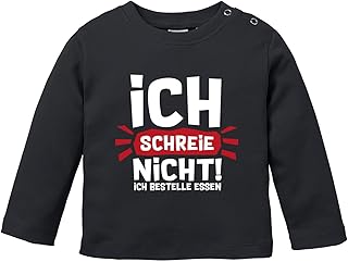 MoonWorks Camiseta de manga larga para bebé con texto en alemán "Ich Schreie Nicht ich bestelle Essen lustige Spüche Babys...