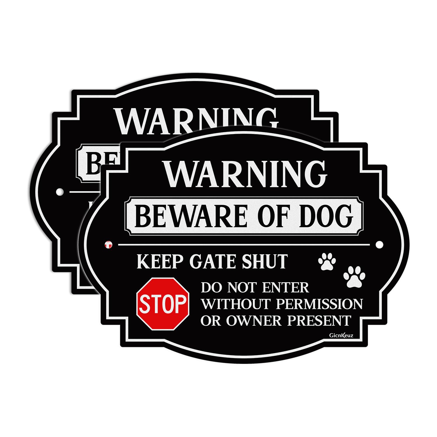 GicnKeuz 'Achtung Hund' Schilder Aus Aluminium, 2er Set (ca. 24x18 Cm) - Reflektierend, Wasserdicht Für Zaun & Garten