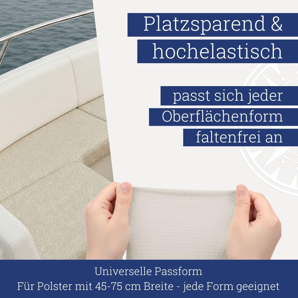 FlexiCover Polsterschlauch – Nahtloser Polsterüberzug für Sitz und Rückenpolster 5 m – elastischer Schlauchstoff für Polster – Bootszubehör