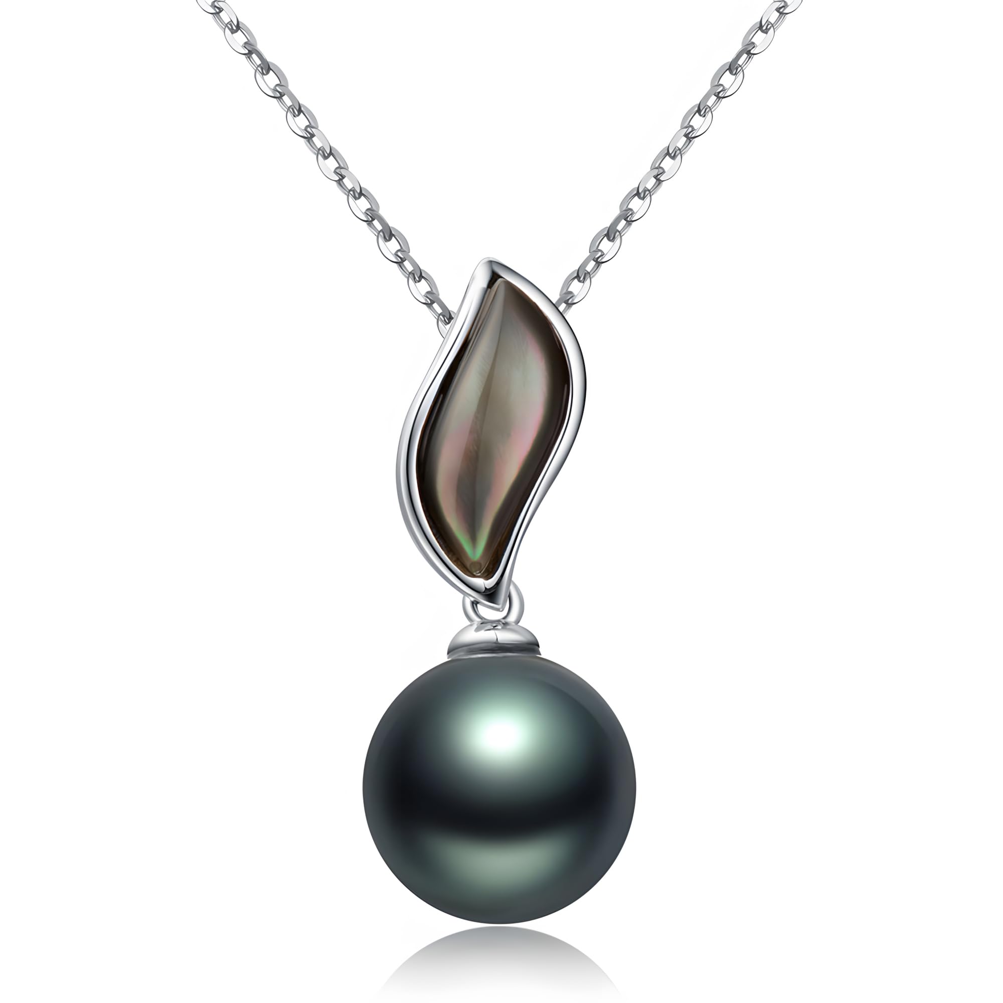 Viki Lynn Halskette mit Perlen-Anhänger, Flamme D'Amour, Tahitiperle, für Damen, aus Aufzucht, Schwarz 9–10°mm, Klasse AAA, Silber 925/1.000, Größe 45°cm