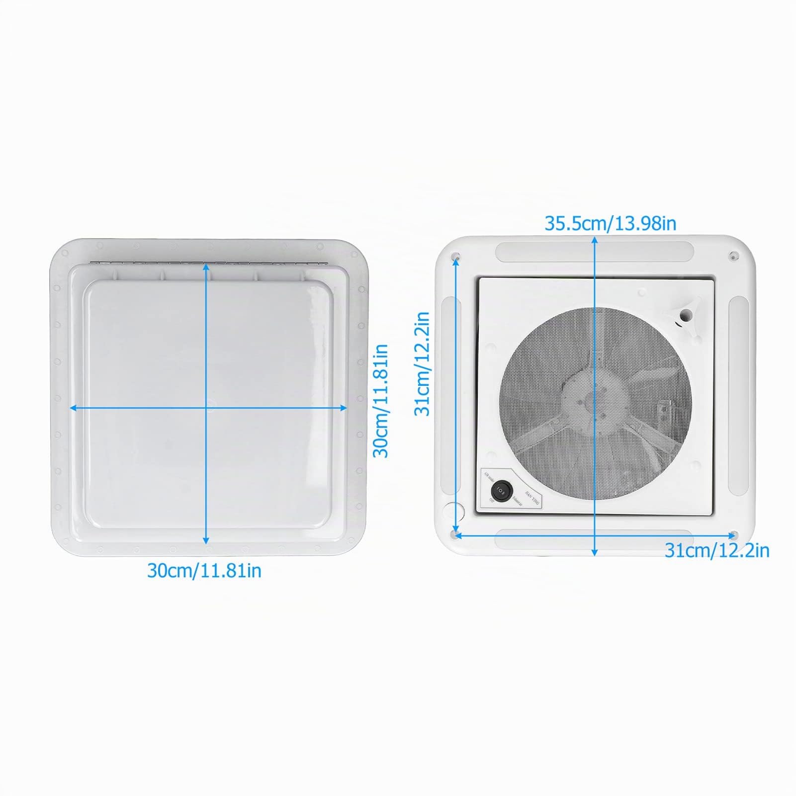 Wohnmobil Dachventilator, umkehrbar mit Licht geräuscharm insektensicher Deckenventilator 12V 3,6W for Wohnmobil Boot Reisemobil Wohnwagen