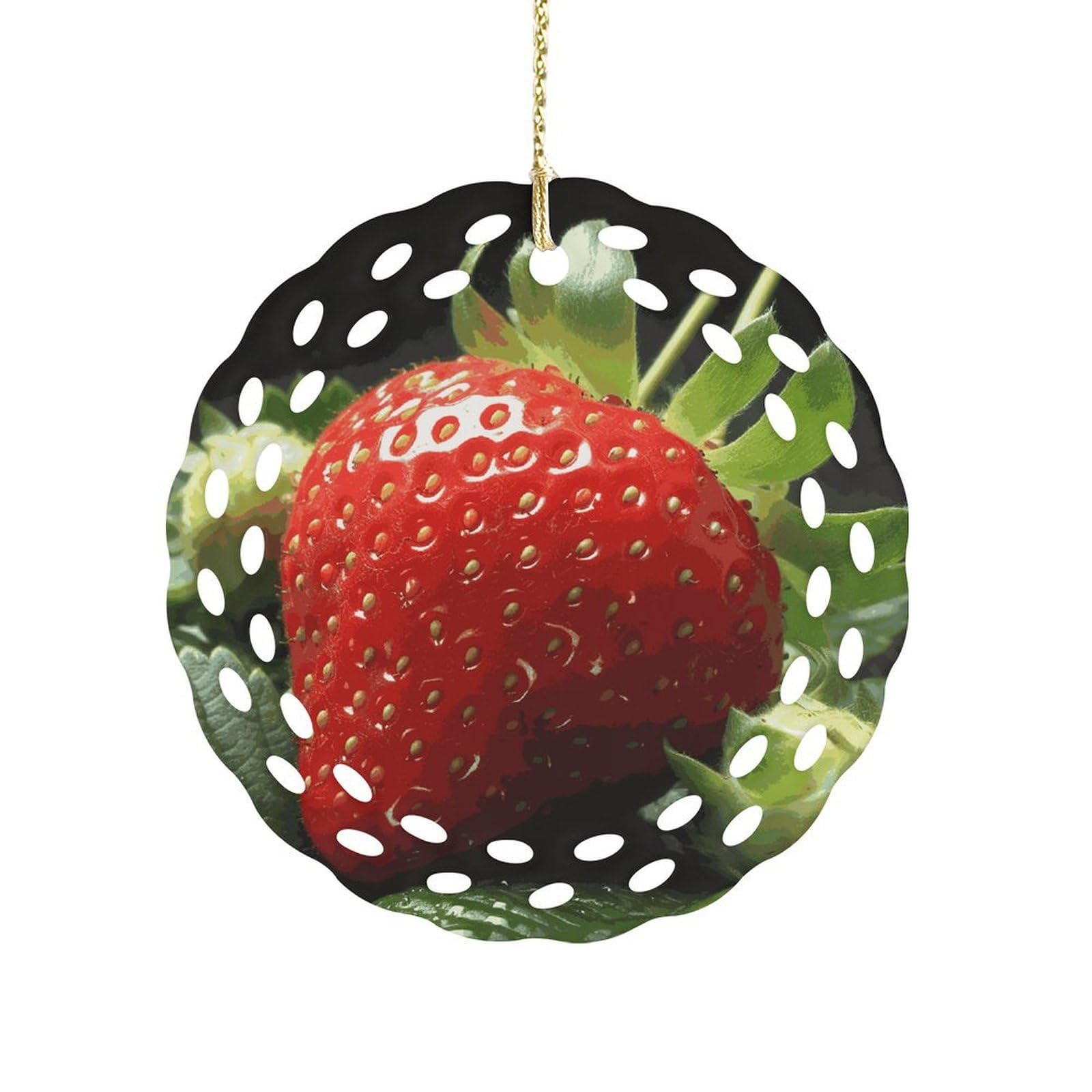 Fekiloot Women's Style Fruit Strawberry Ceramic Ornaments 3 Inch Round,Holiday Keepsake For ,Girls,Pet Owners,Hanging Ornament Gifts Idea For Home