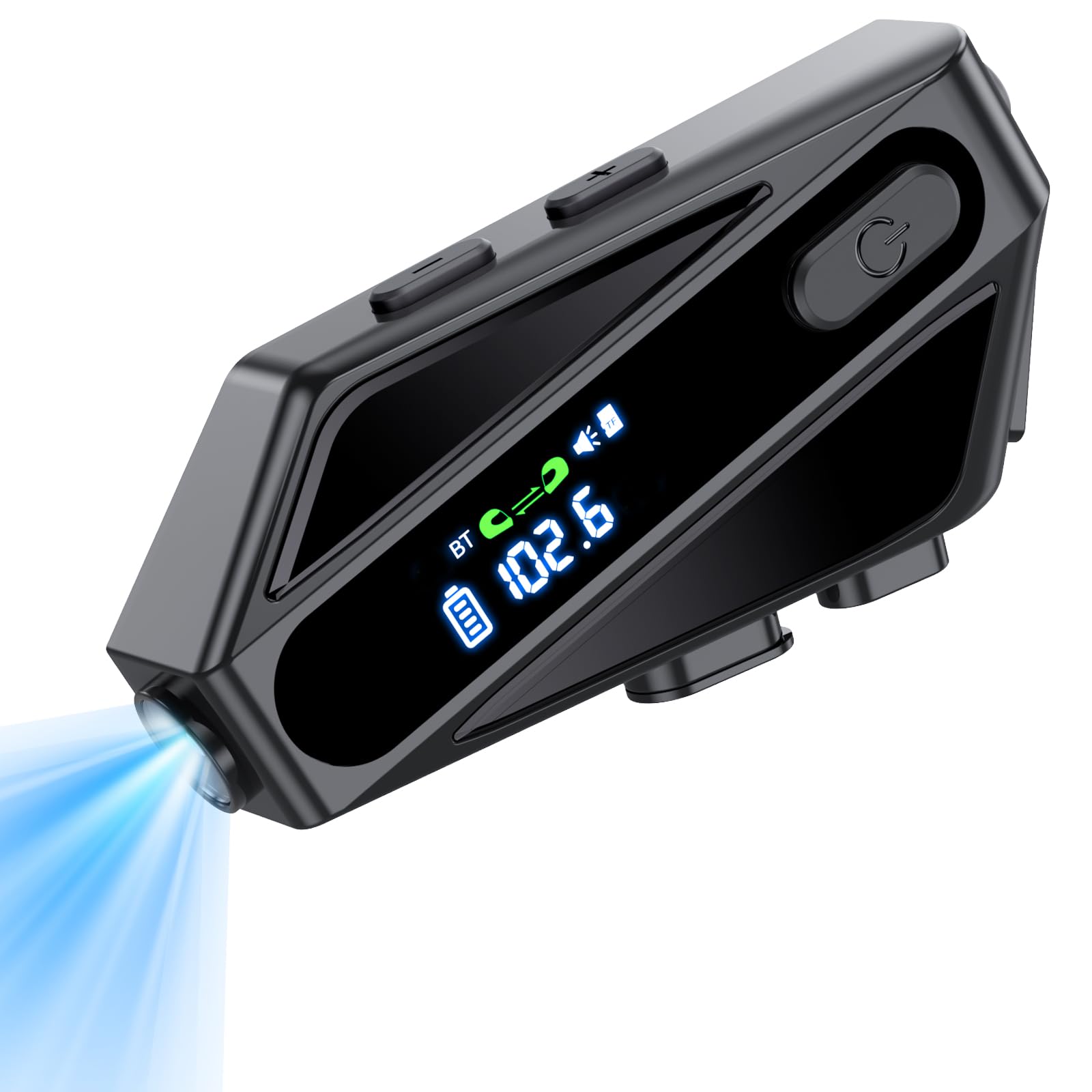 EDYELL Motorcycle Bluetooth Headset|Smart LED Display Helmet Bluetooth Headset |600M Communication Distance|Playable on TF Card|IPX6 Waterproof|Compatible with All Helmets and All Systems(C6)