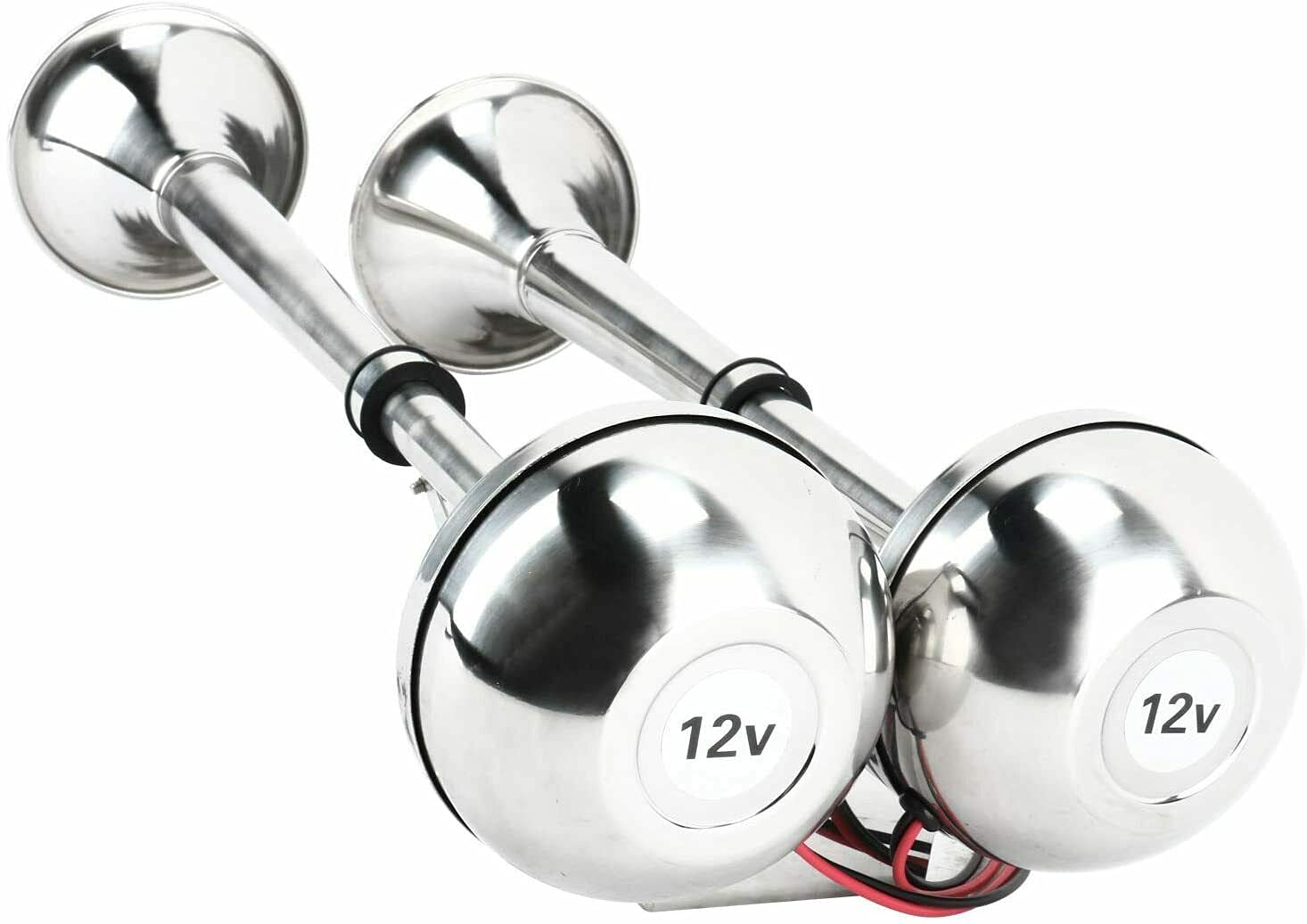 Flexzon Corno ad aria 12 V Elettrico Super Forte Doppia Tromba Marine Grade Barca Acciaio Inox