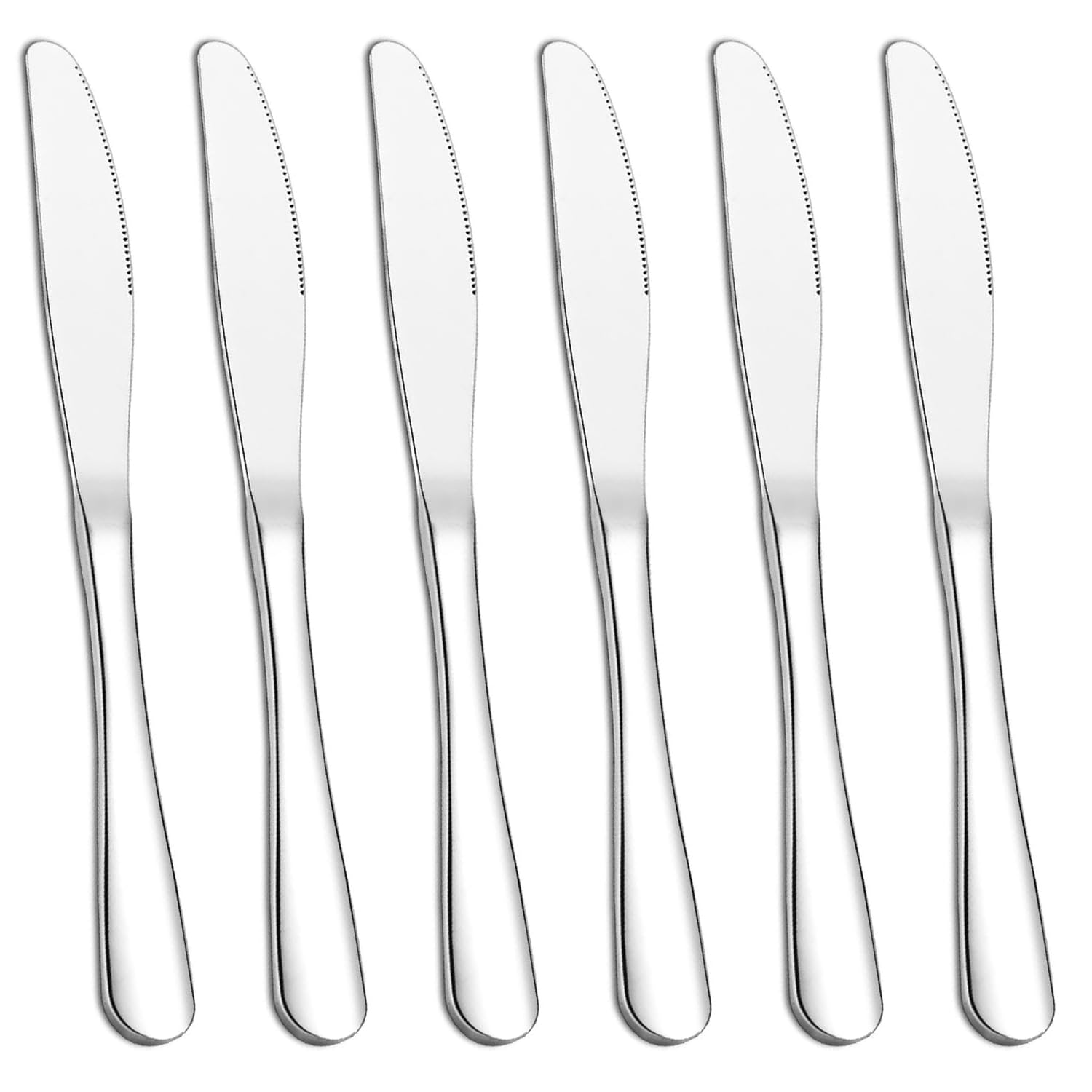 AEX 6X Stainless Steel Table Knives Set | Compact & Versatile Cutlery for Butter, Cheese, and Dining | Ergonomic Design, Dishwasher-Safe, Durable Serrated Blades