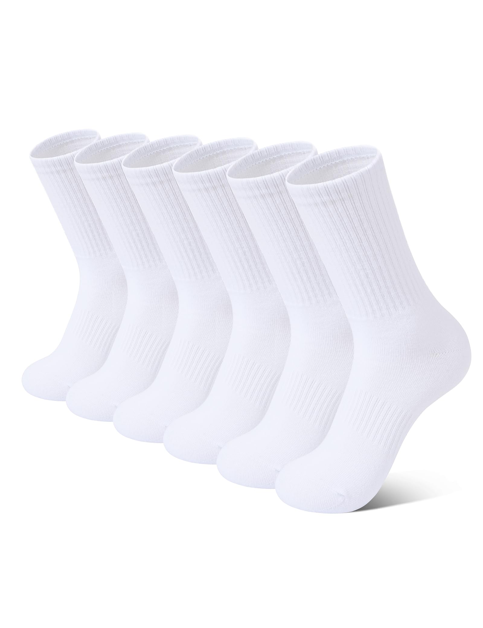 Somaibo 6 Pairs Kids Boys Girls Socks Athletic Basketball Cotton Crew Sock