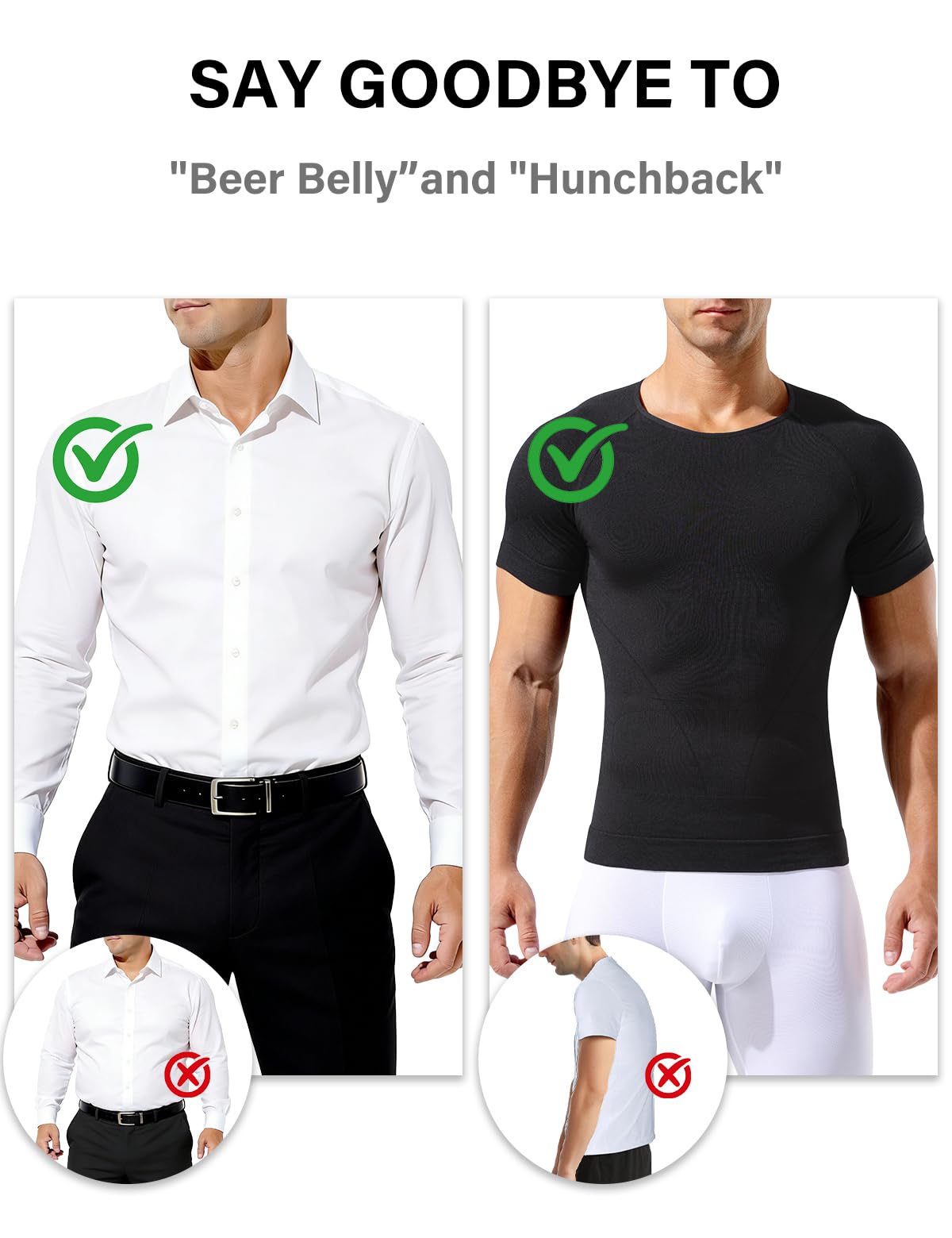 Casey Kevin Camiseta Compresión Hombre, Faja Reductora Hombre Adelgazante, Manga Corta Moldeadora Shapewear Secado Rápido para Gimnasio, Fitness, Deporte - 5
