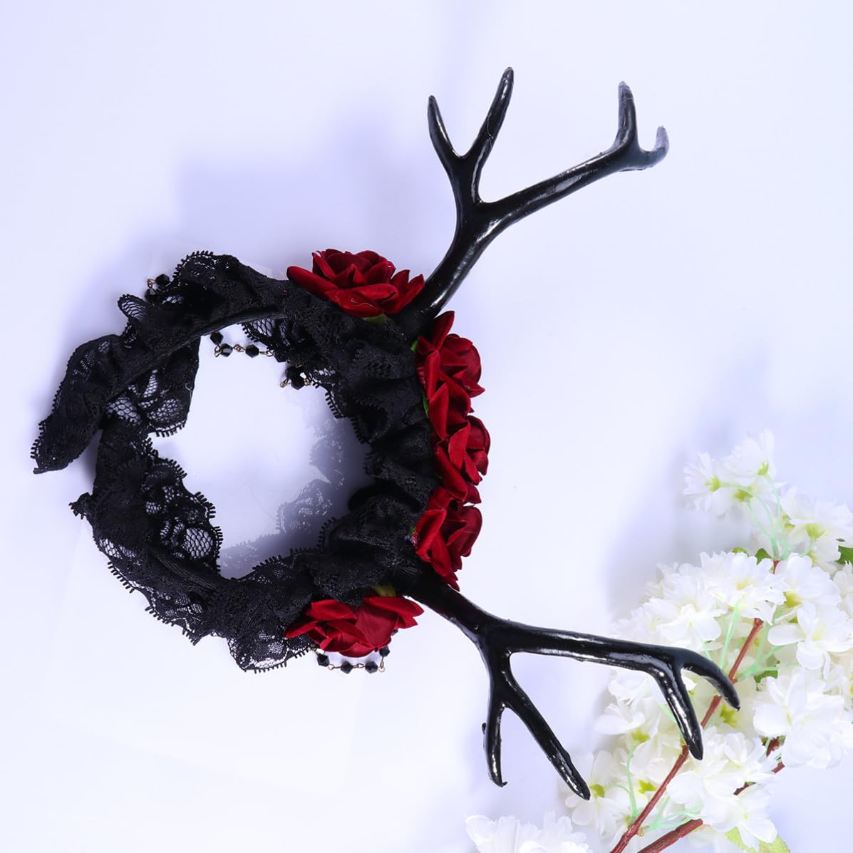 VICASKY Halloween Reindeer Antler Headband Creative Gothic Black Plastic