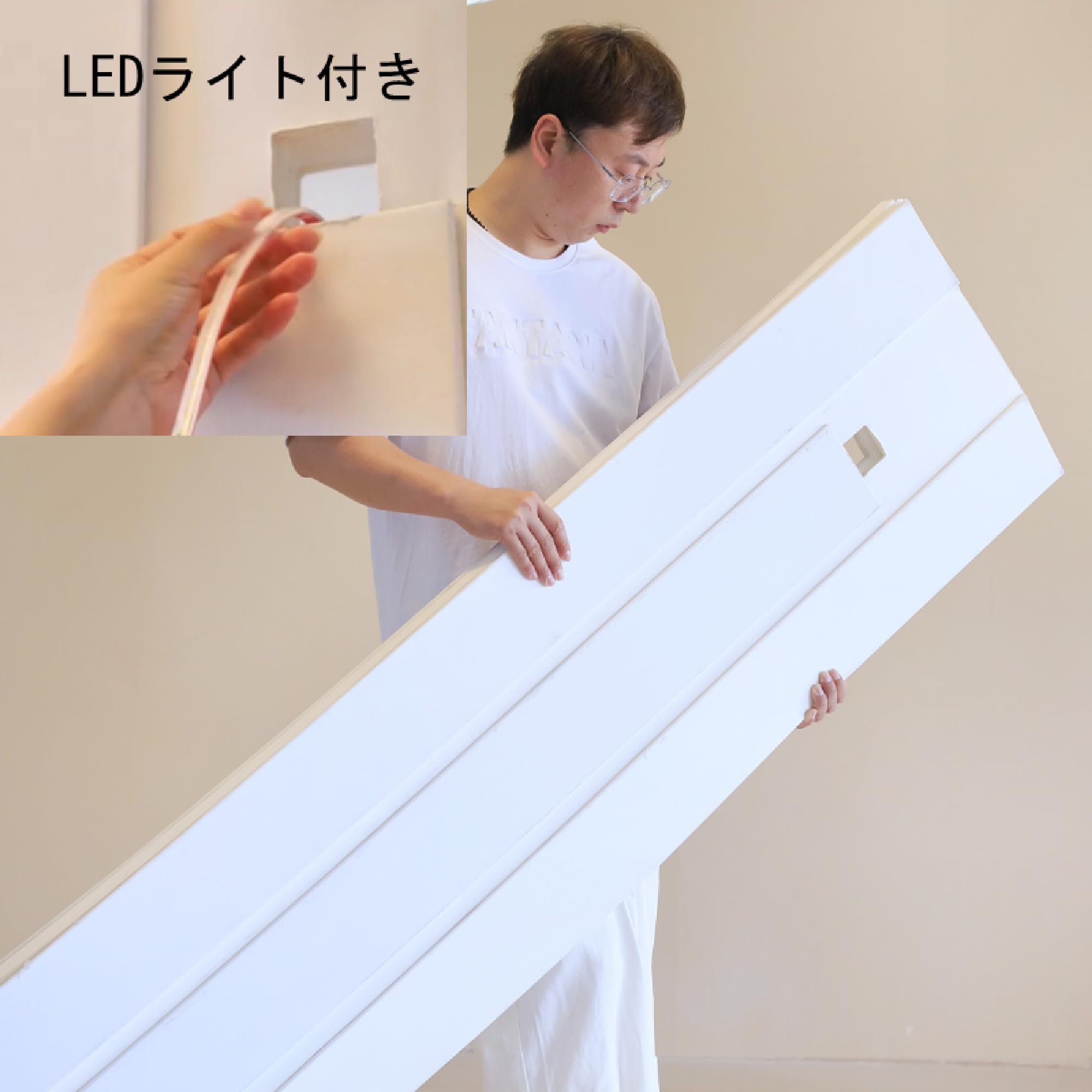 Amazon｜伸縮式 ペーパーパーテーション 間仕切り LEDライト付き 発光