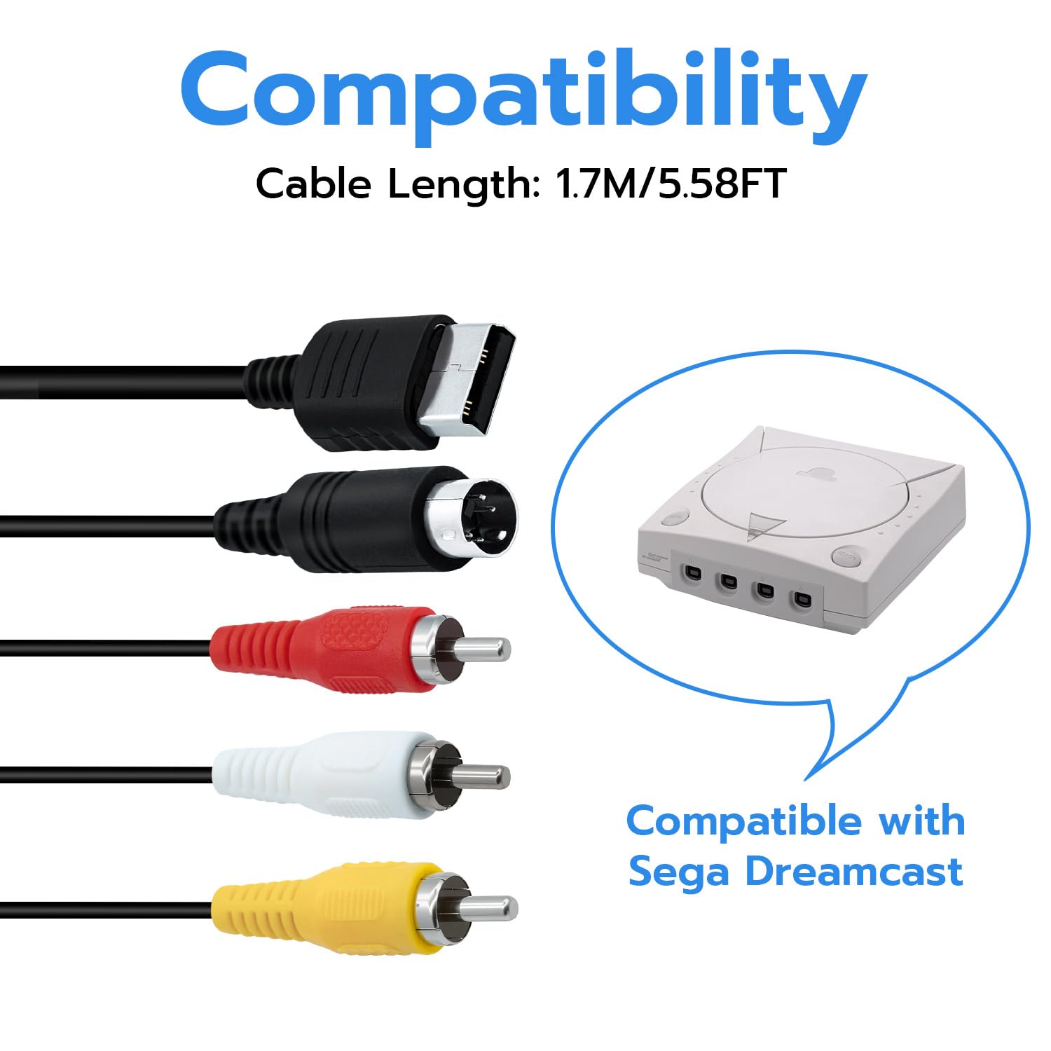 Amazon.com: Mcbazel AV Cable for Sega Dreamcast, Composite RCA