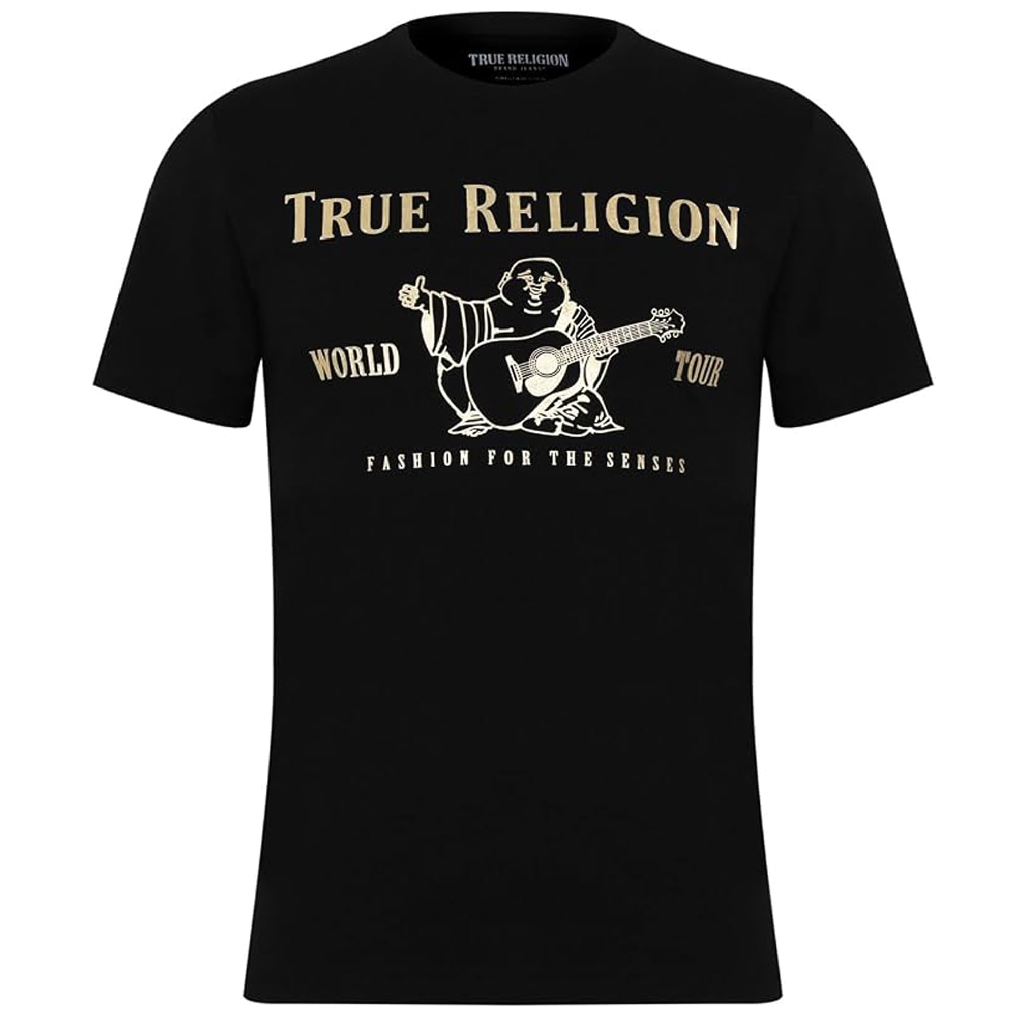 True Religion Herren Kurzärmliges Buddha-Motiv T-Shirt, Schwarz, XL