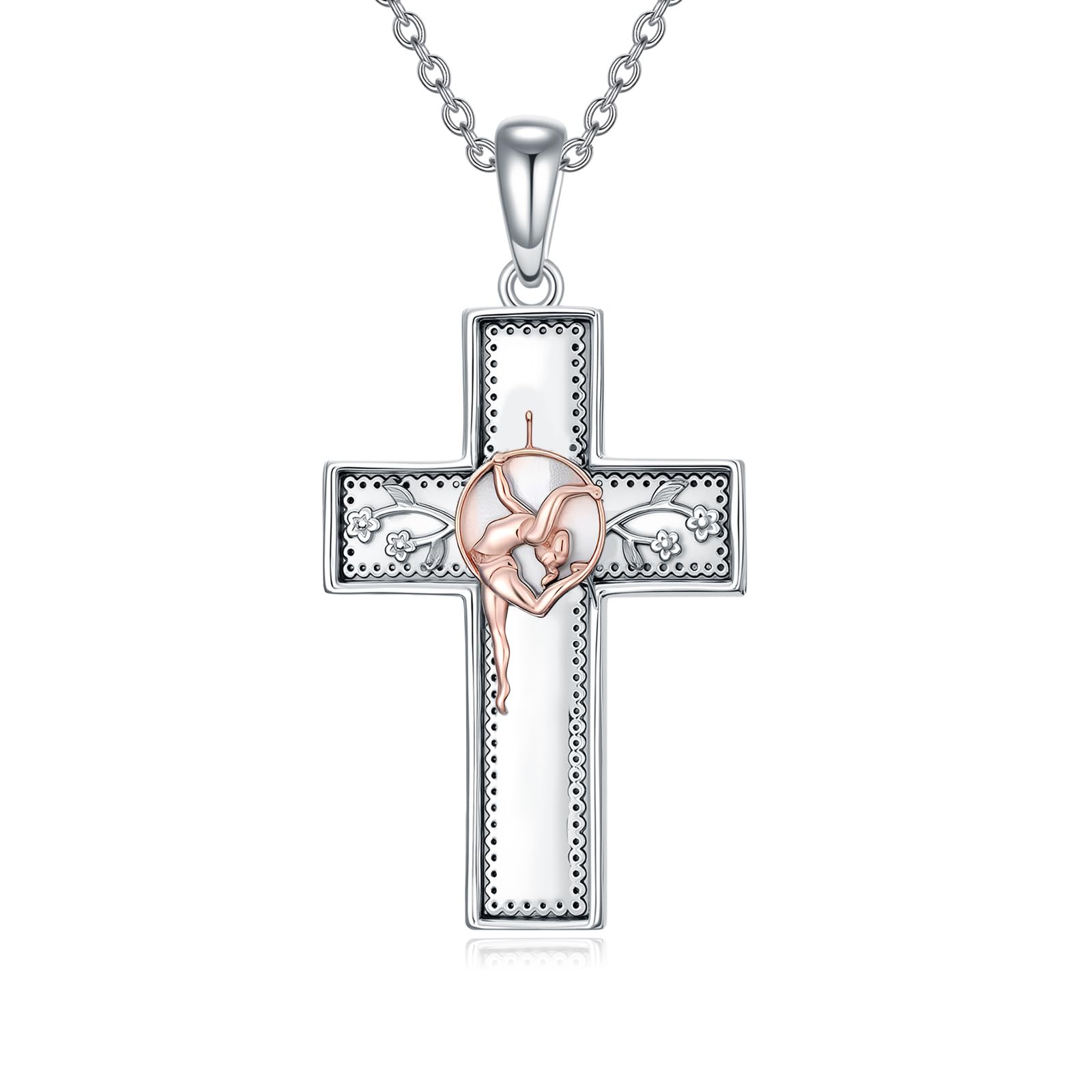 PROESS Collana a forma di croce in argento Sterling 925, con ciondolo a forma di croce occidentale, regalo religioso per donne